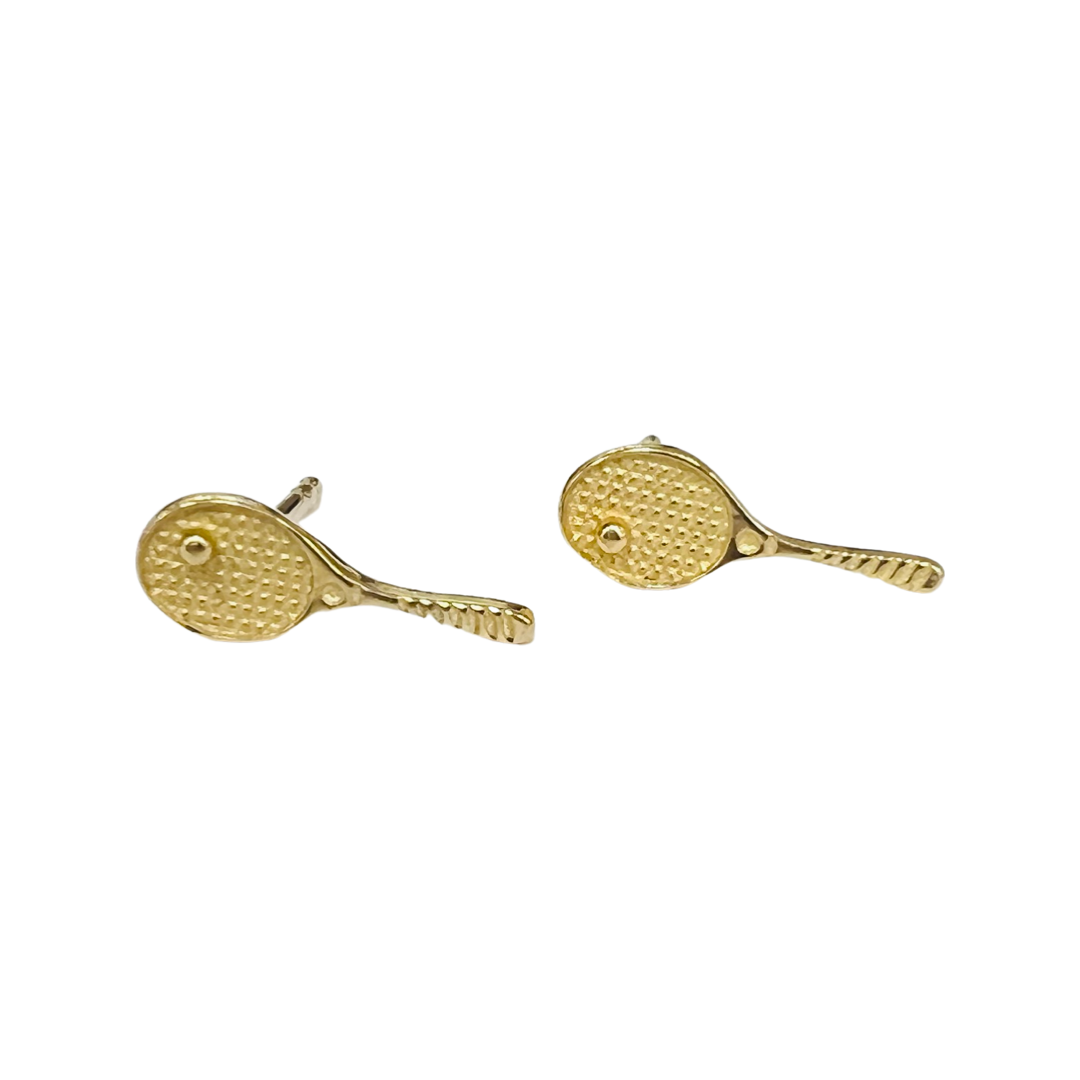 14K Gold Tennis Racquet Earrings