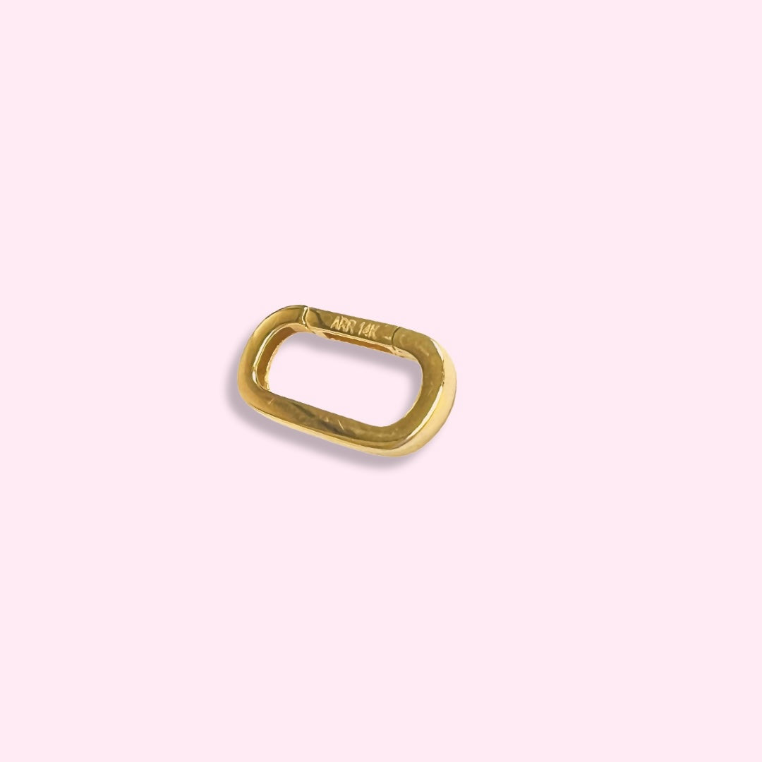 Solid 14K Gold Oval Carabiner Charm Connector 12mm .5g