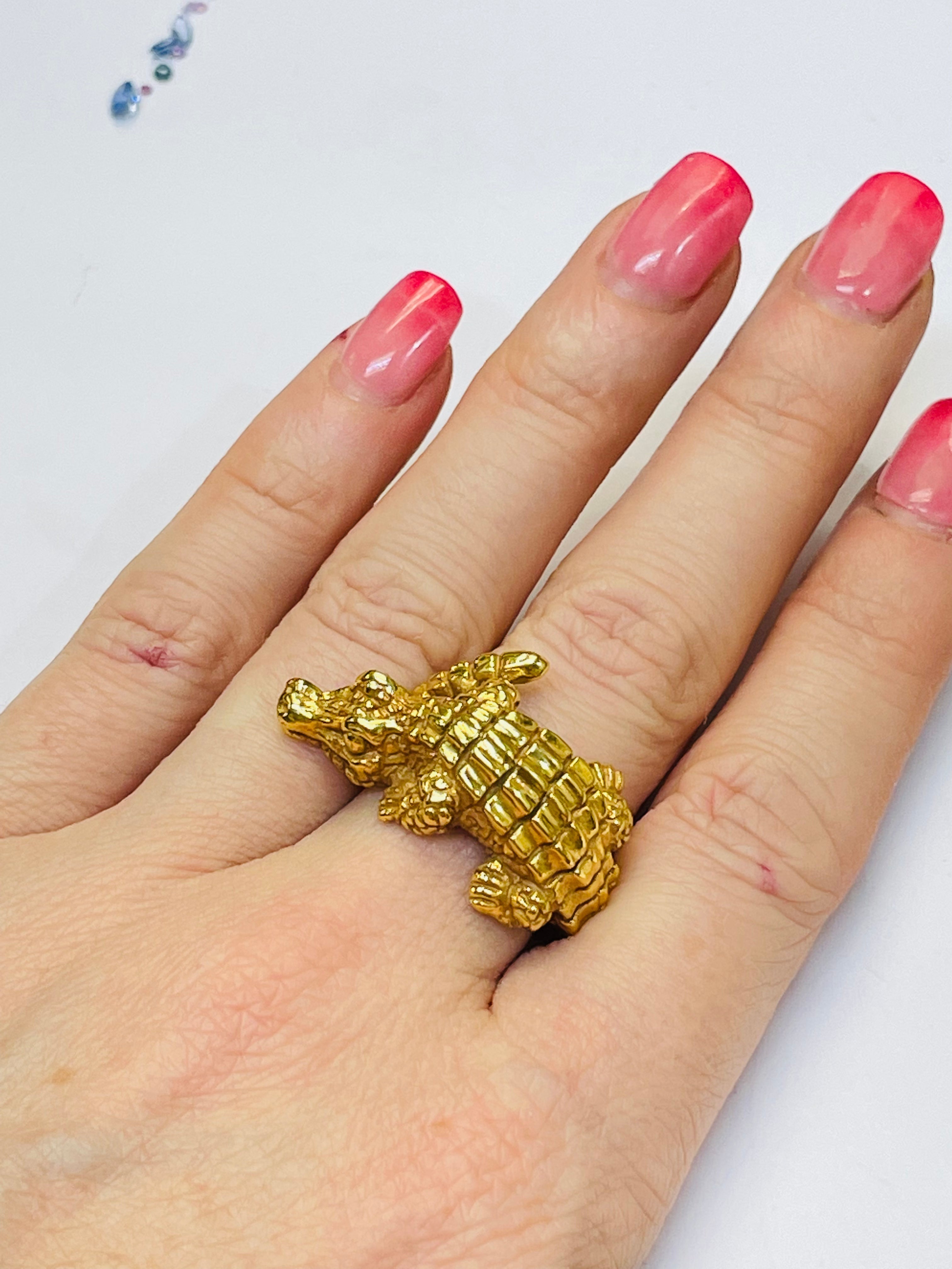 14K Yellow Gold Alligator Ring Size 8.0