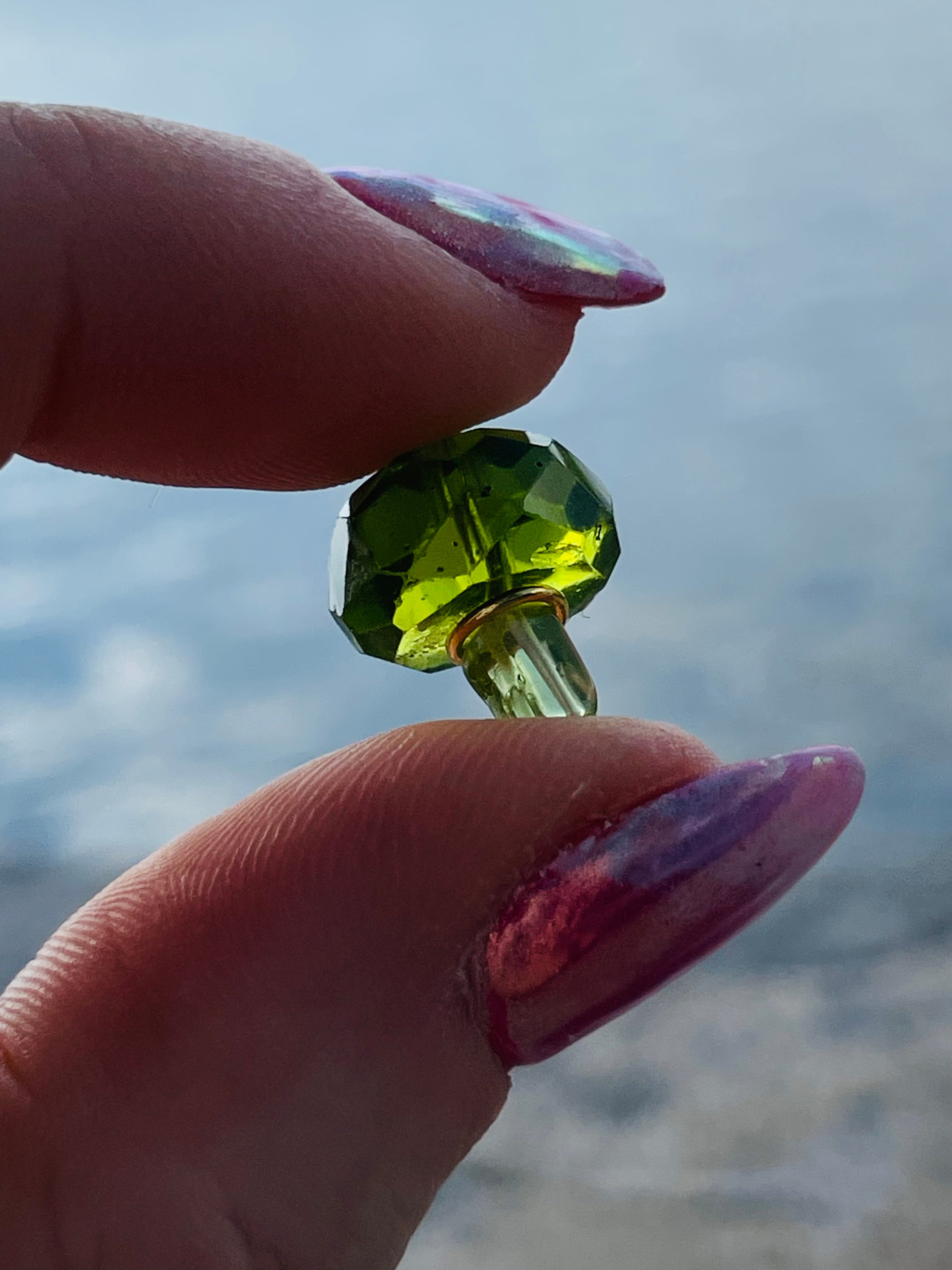 Brilliant Peridot Mushroom 14K Yellow Gold Pendant Charm