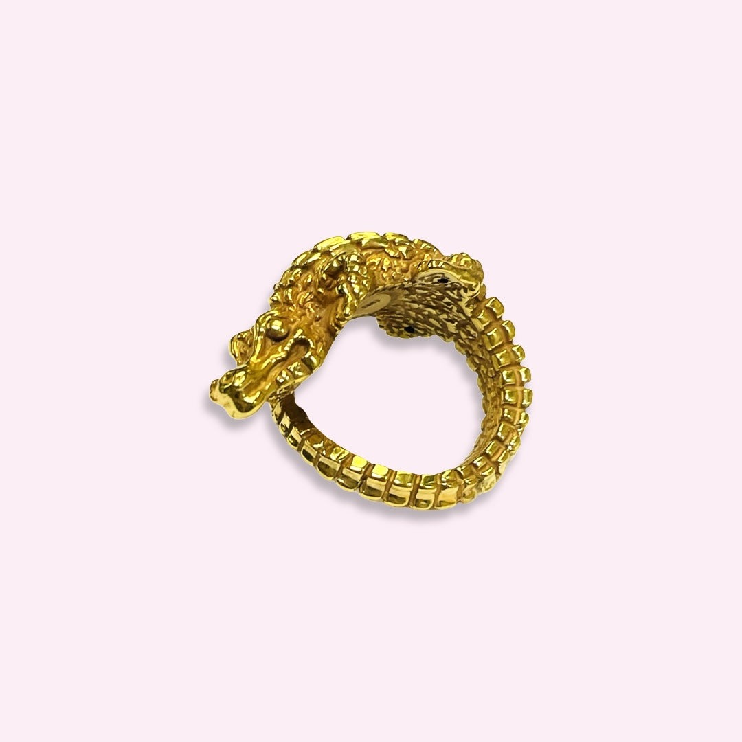 14K Yellow Gold Alligator Ring Size 7.0