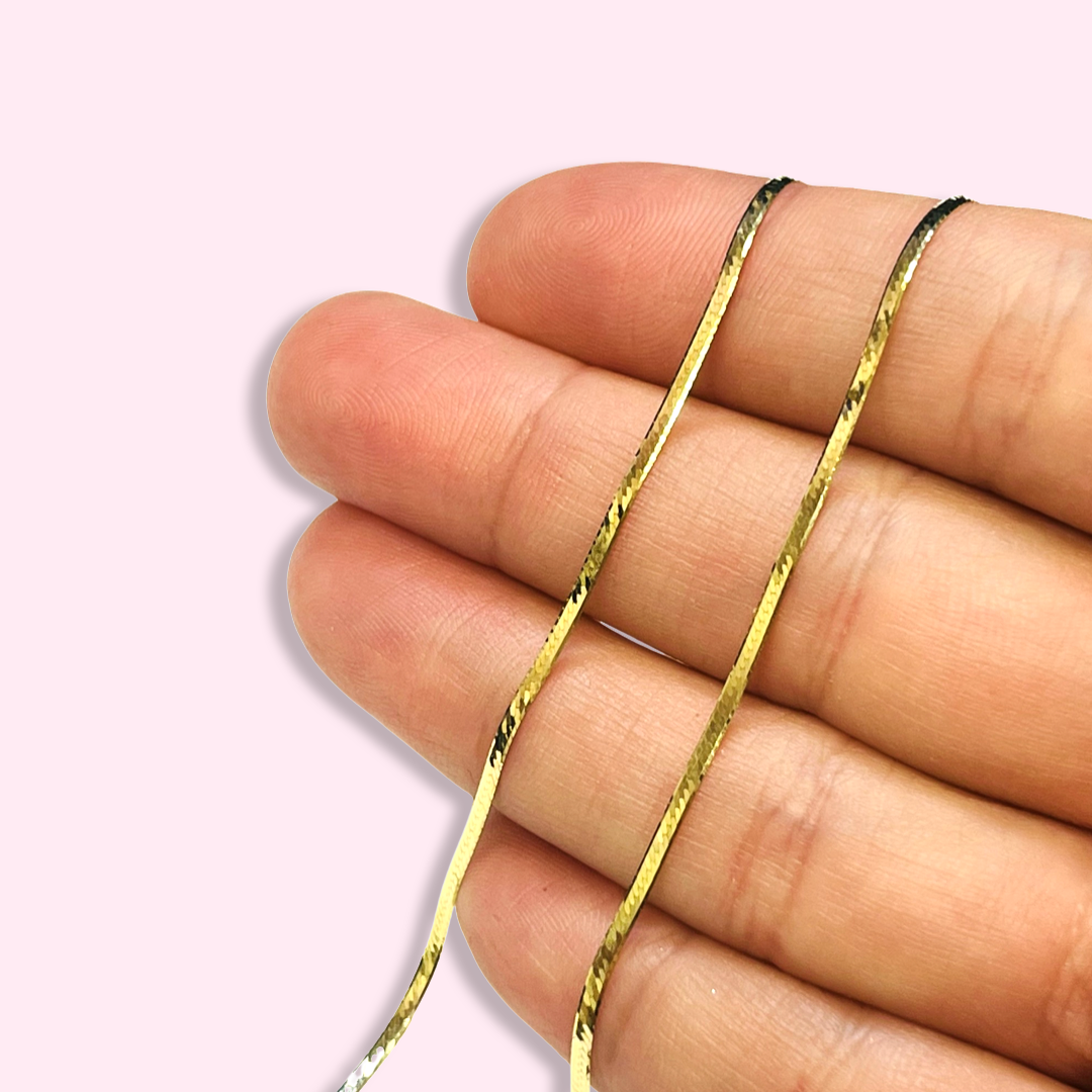 16" 1.3mm 14K Yellow Gold Herringbone Chain Necklace