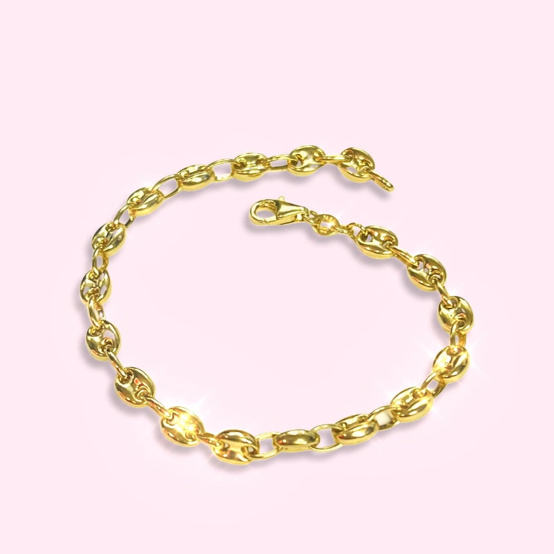 7.4" 6mm Solid 14K Yellow Gold Wide Gucci Link Bracelet