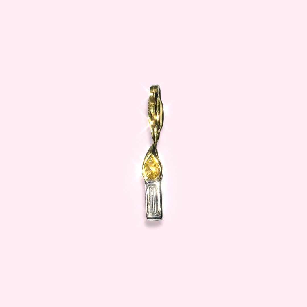 Diamond Candle Charm Pendant in Solid 18K Gold