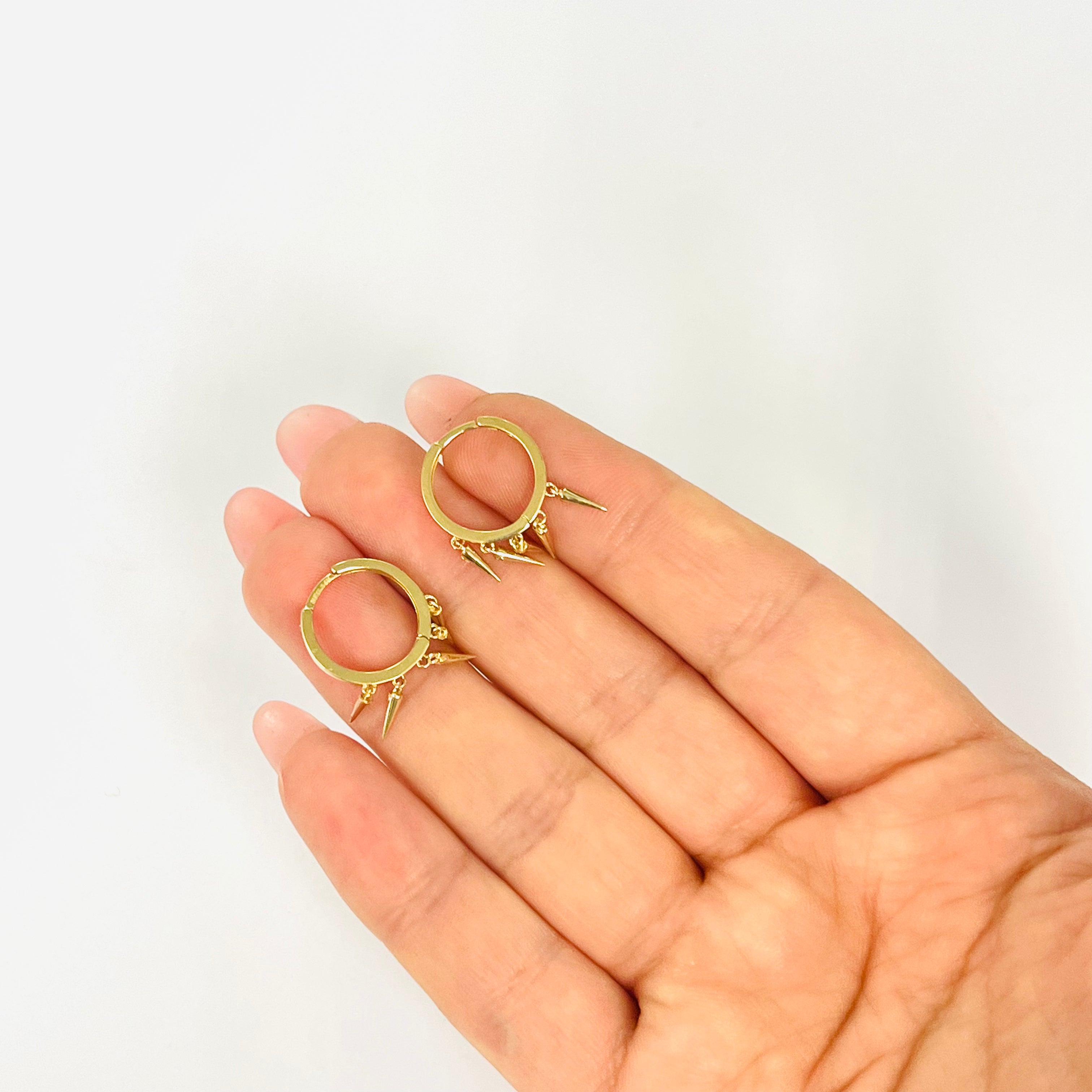 14K Yellow Gold Hoop Earrings with Dangles