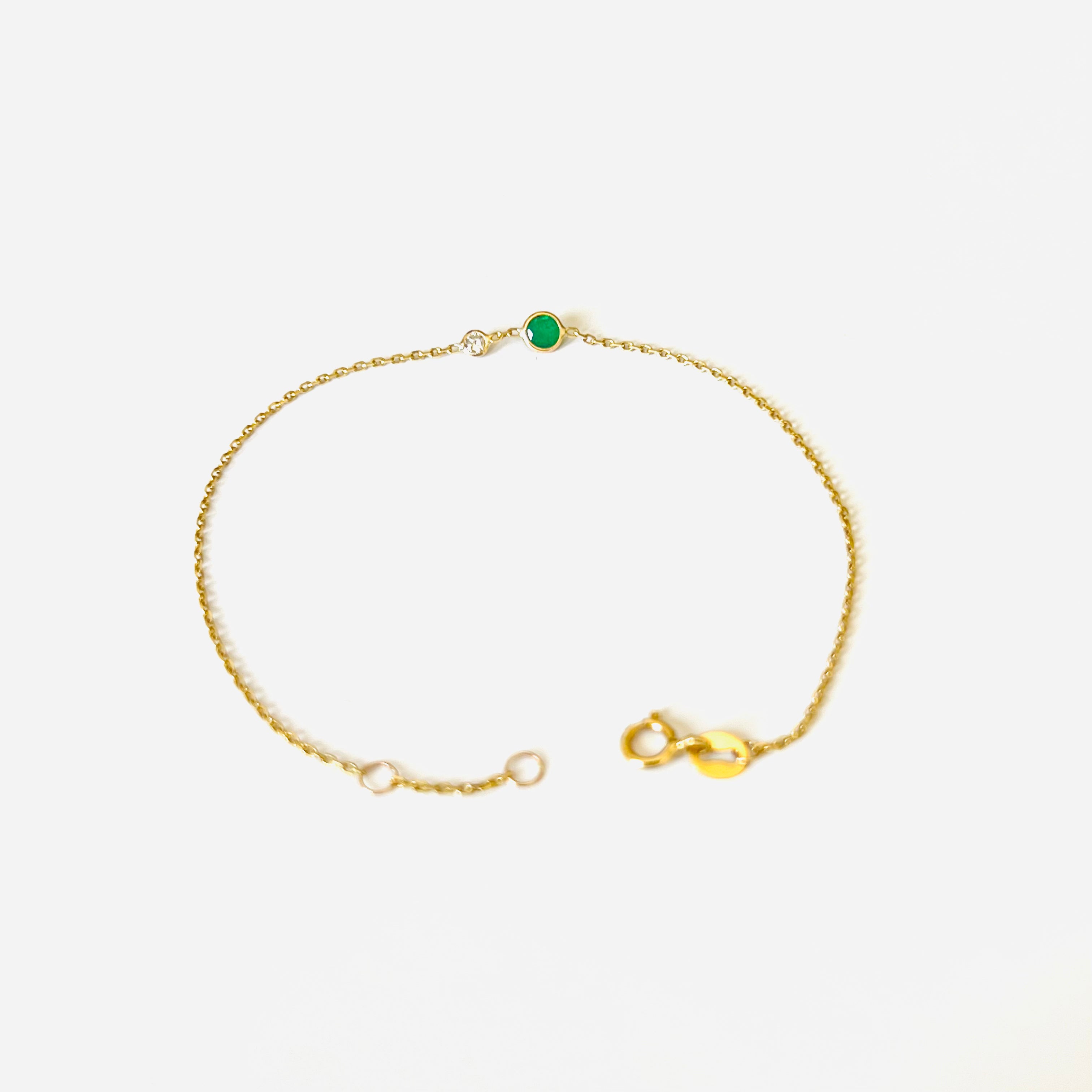 Emerald And Diamond Bracelet in Solid 14k Yellow Gold 6.75"