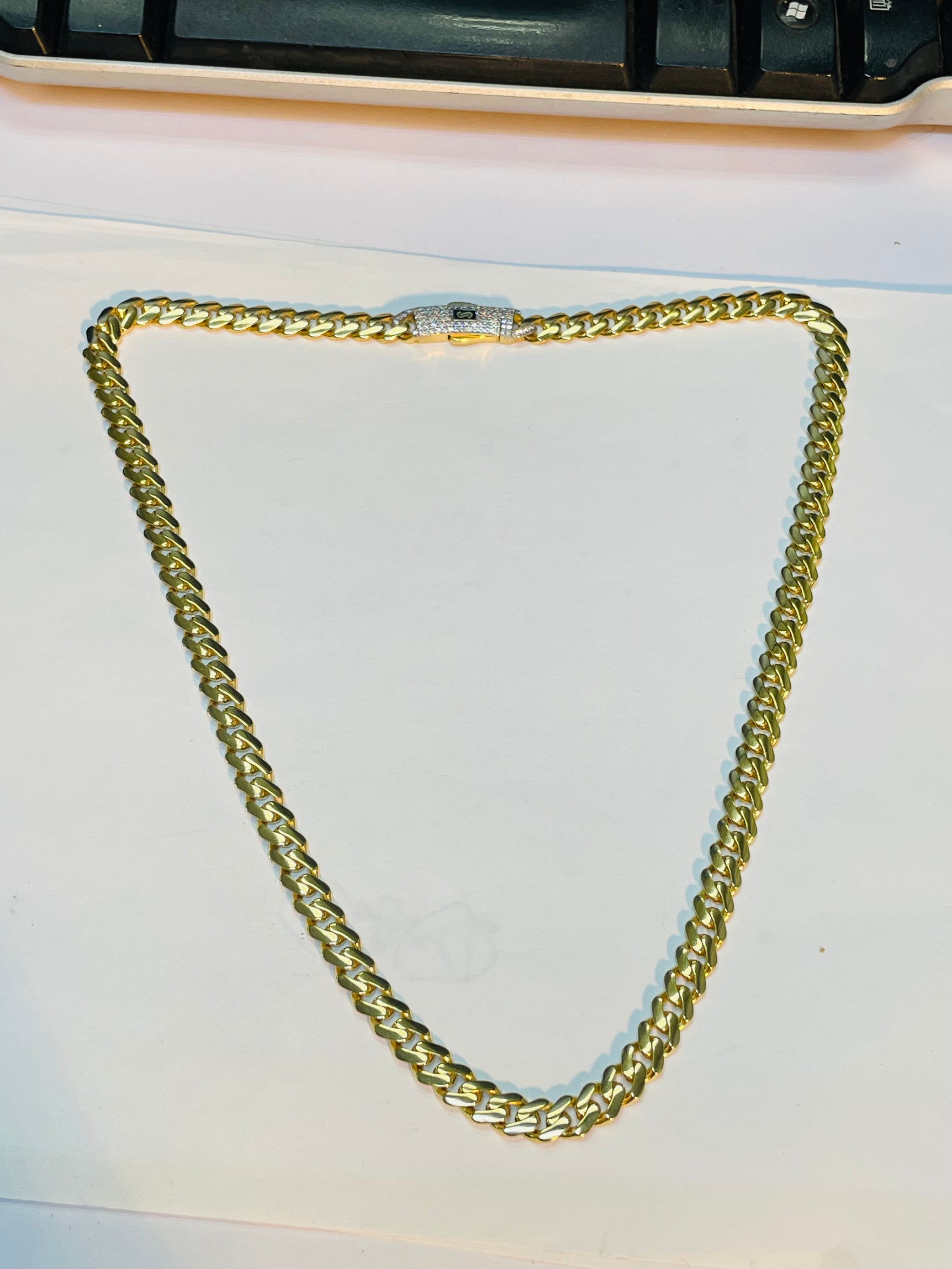 8mm 10K Yellow Gold Monaco Chain Necklace