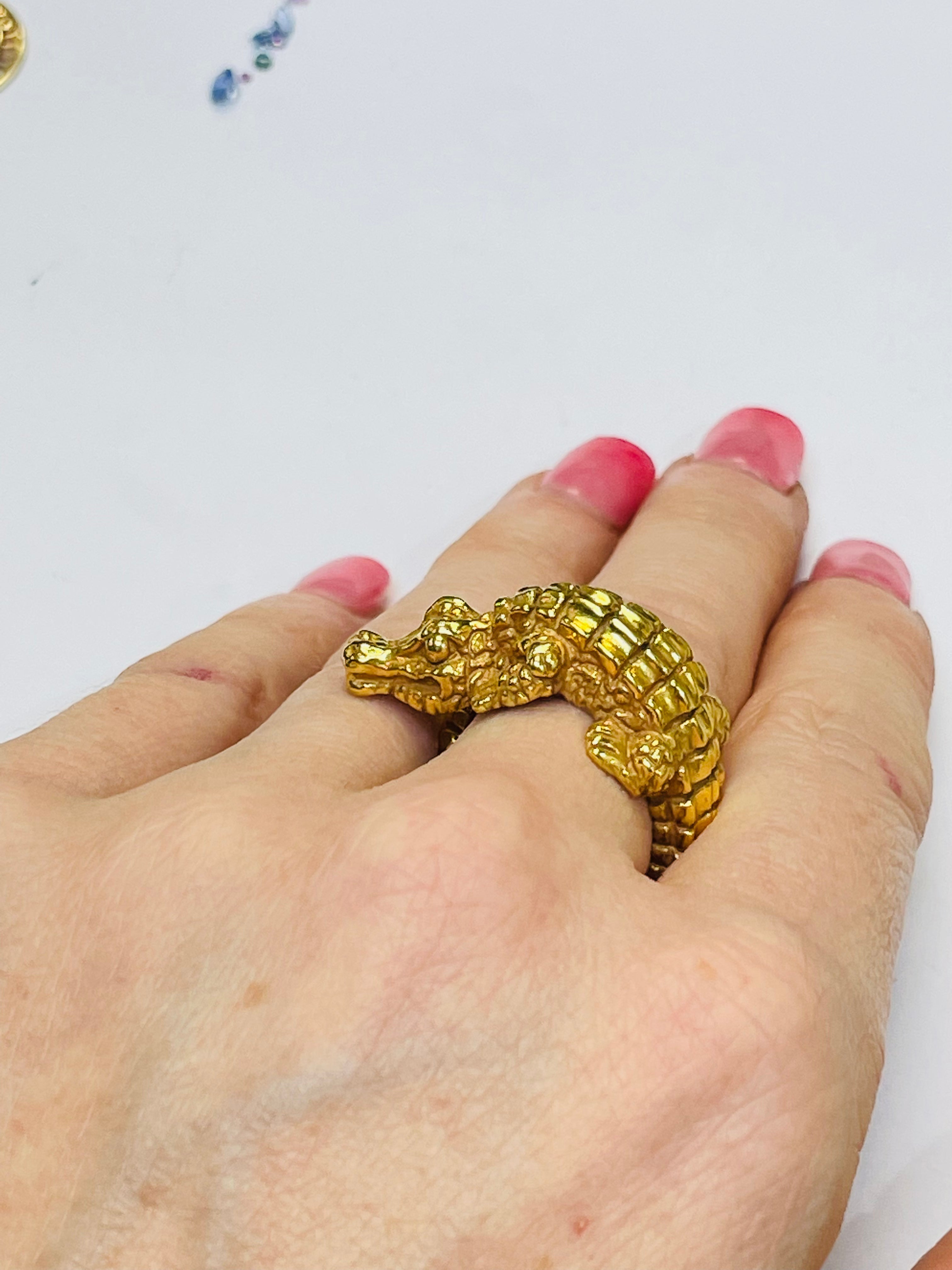 14K Yellow Gold Alligator Ring Size 8.0