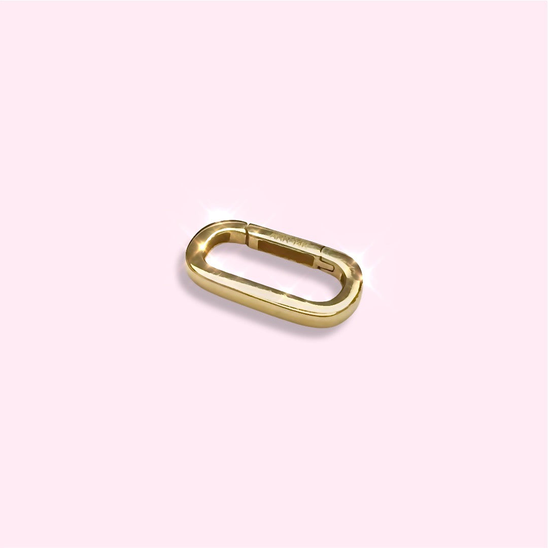 Solid 14K Gold Oval Carabiner Charm Connector 12mm .5g