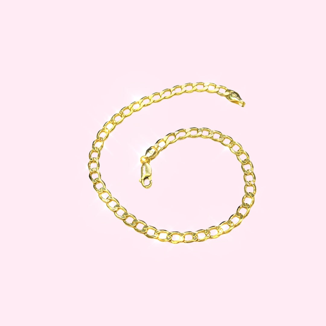 14K Yellow Gold 6mm Cuban Chain Anklet 10"