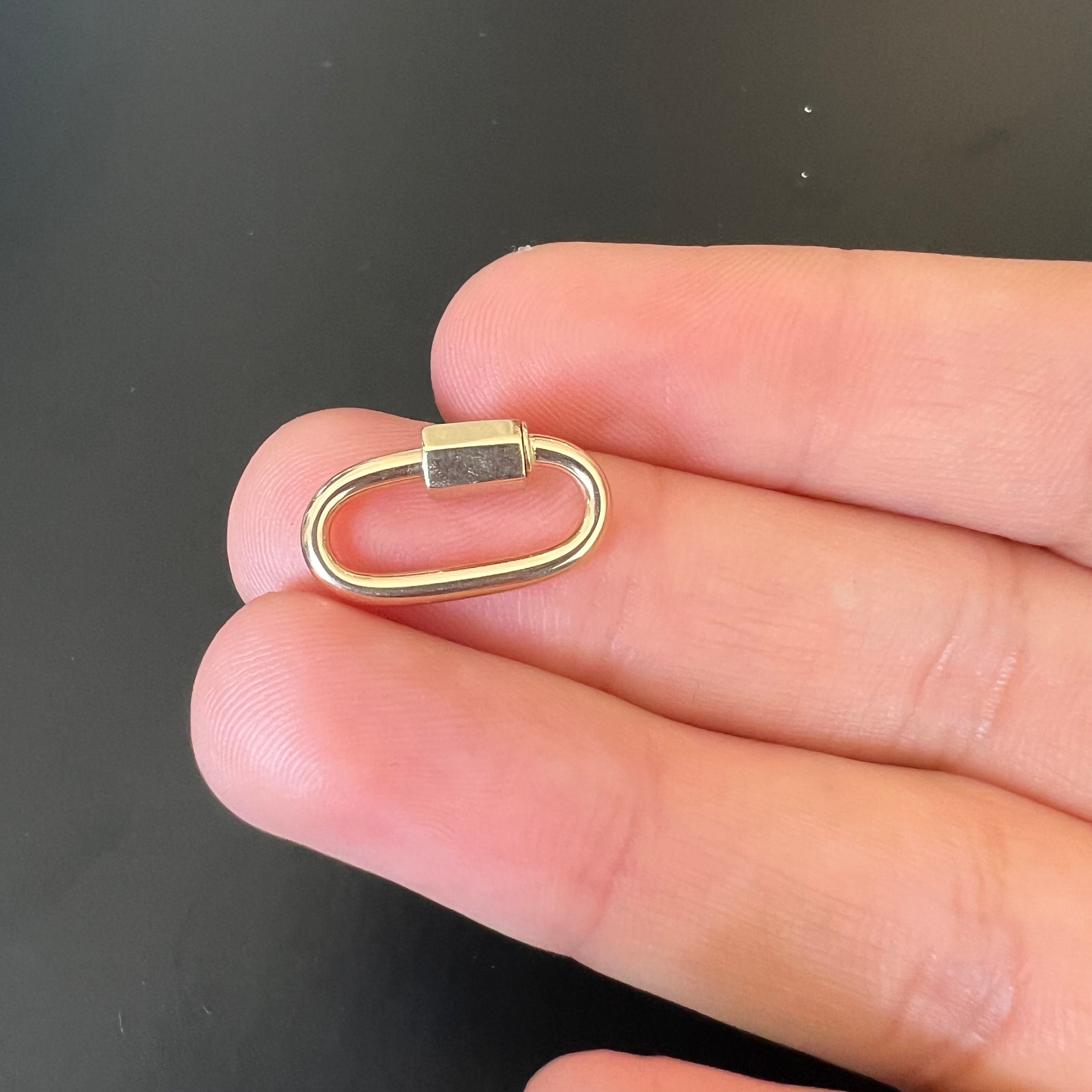 Solid 14K Gold Oval Carabiner Charm Connecter