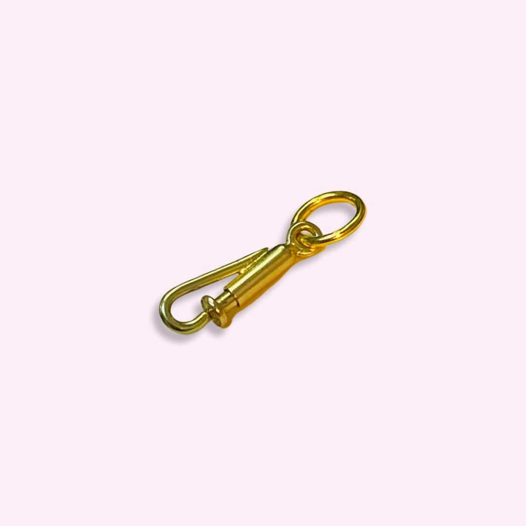 Solid 14K Yellow Gold Charm Clip Holder Pendant .50”