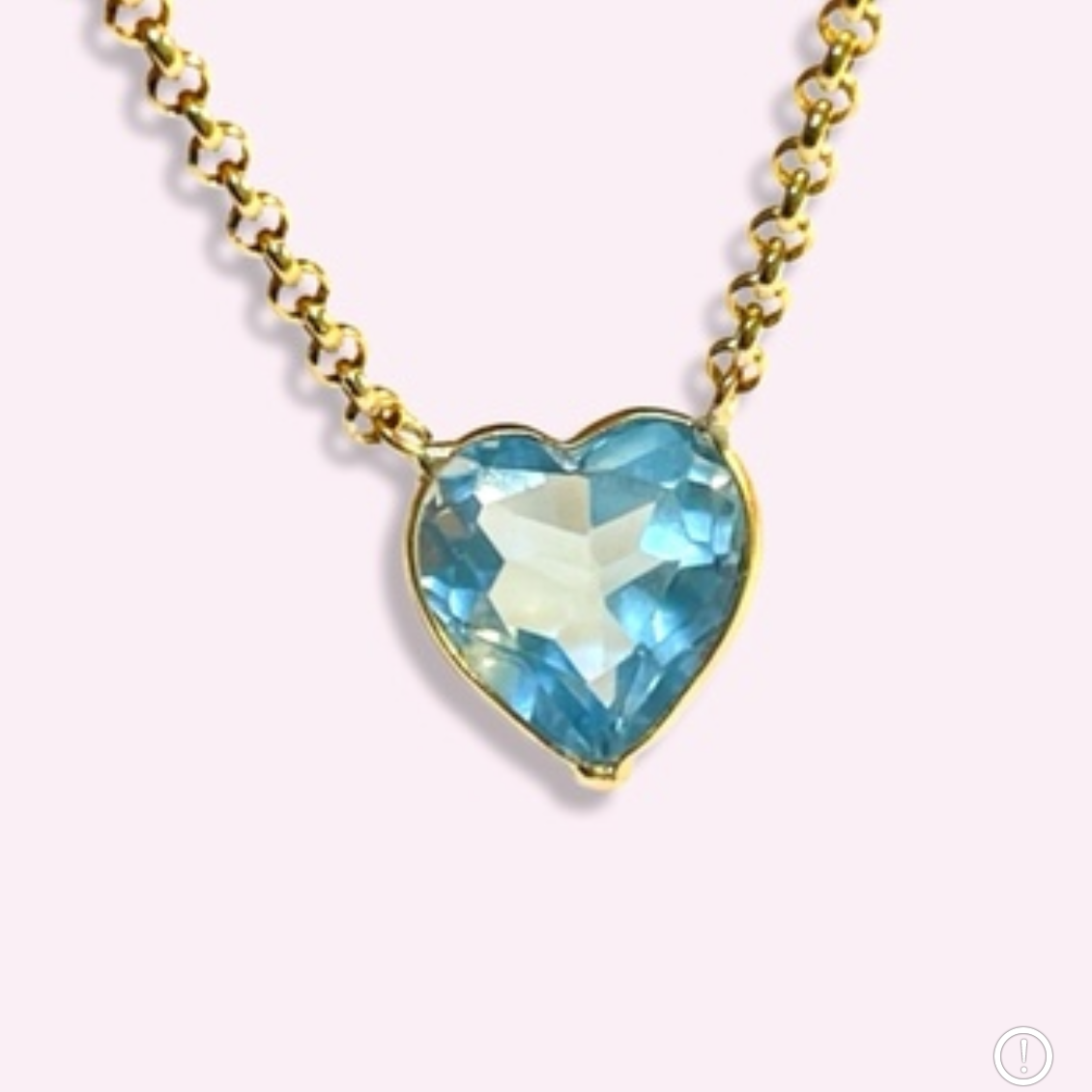 Blue Topaz Heart 14K Yellow Gold Necklace