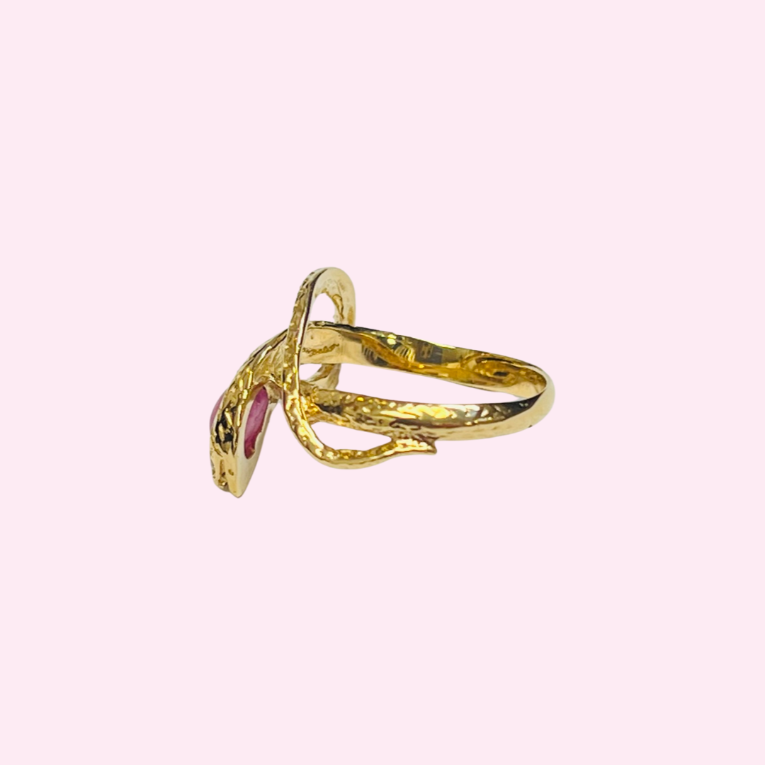 Gorgeous 14K Yellow Gold Sapphire Snake Ring Size 8.5