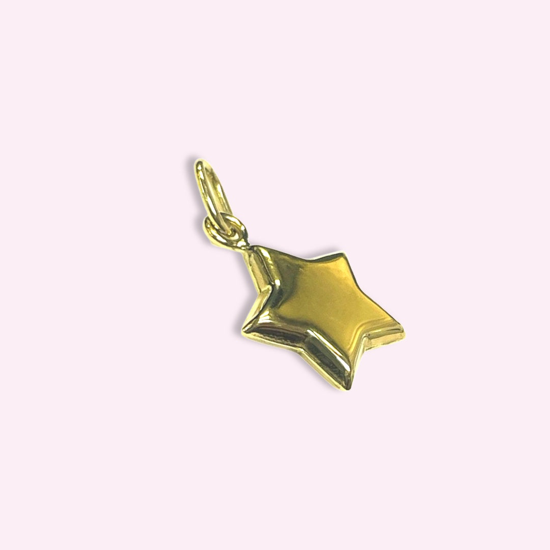 14K Yellow Gold Puffy Star Charm