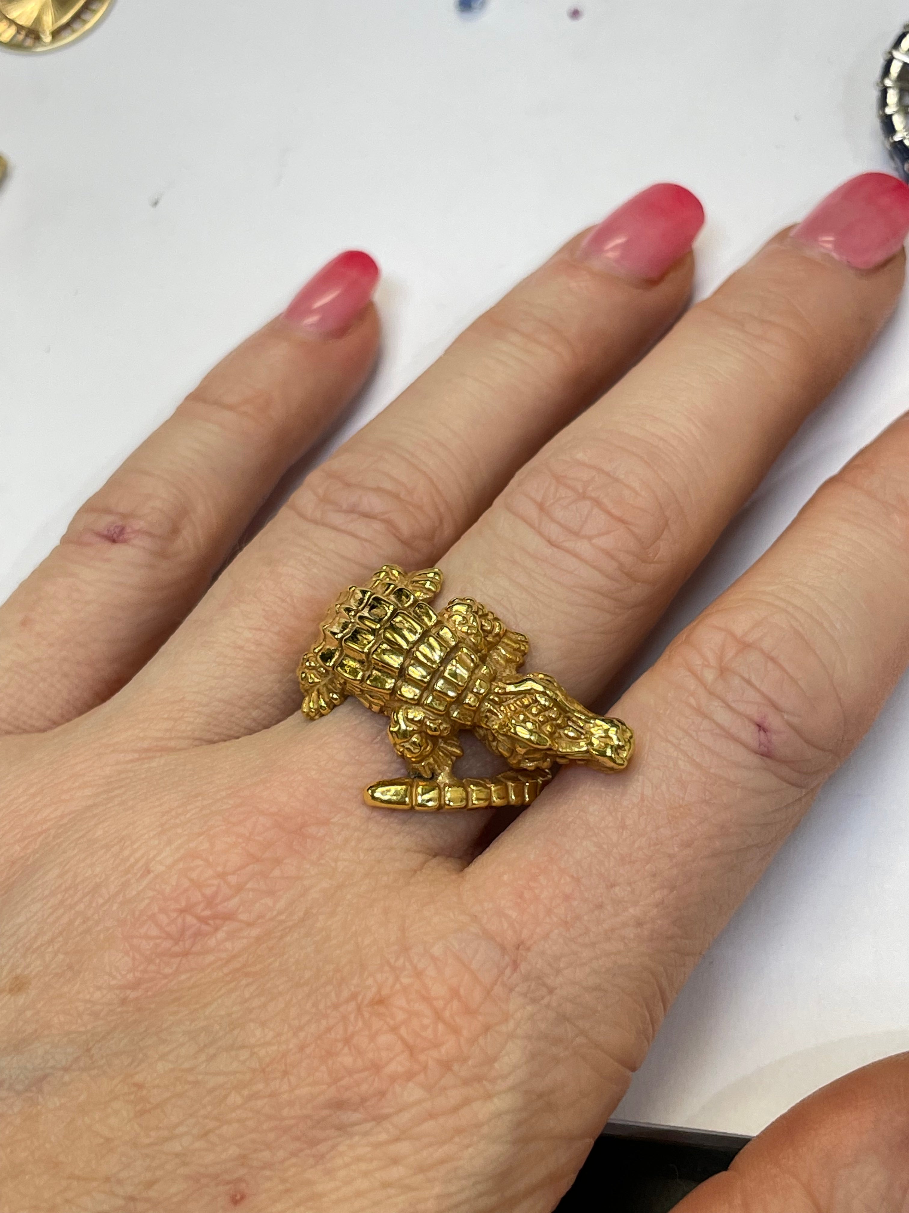 14K Yellow Gold Alligator Ring Size 8.0