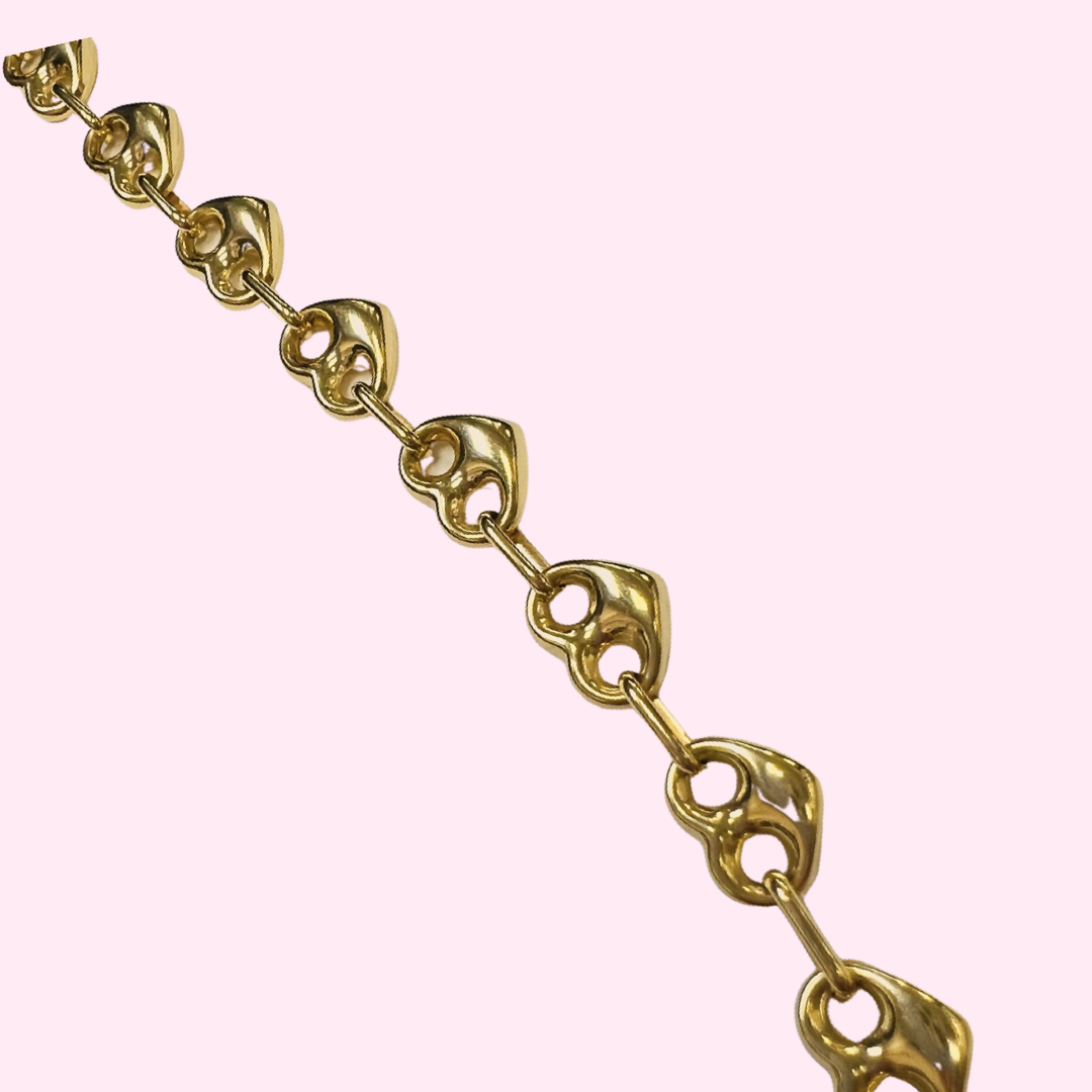 Gorgeous! 18” Gucci Heart Link 10K Yellow Gold Necklace 18”
