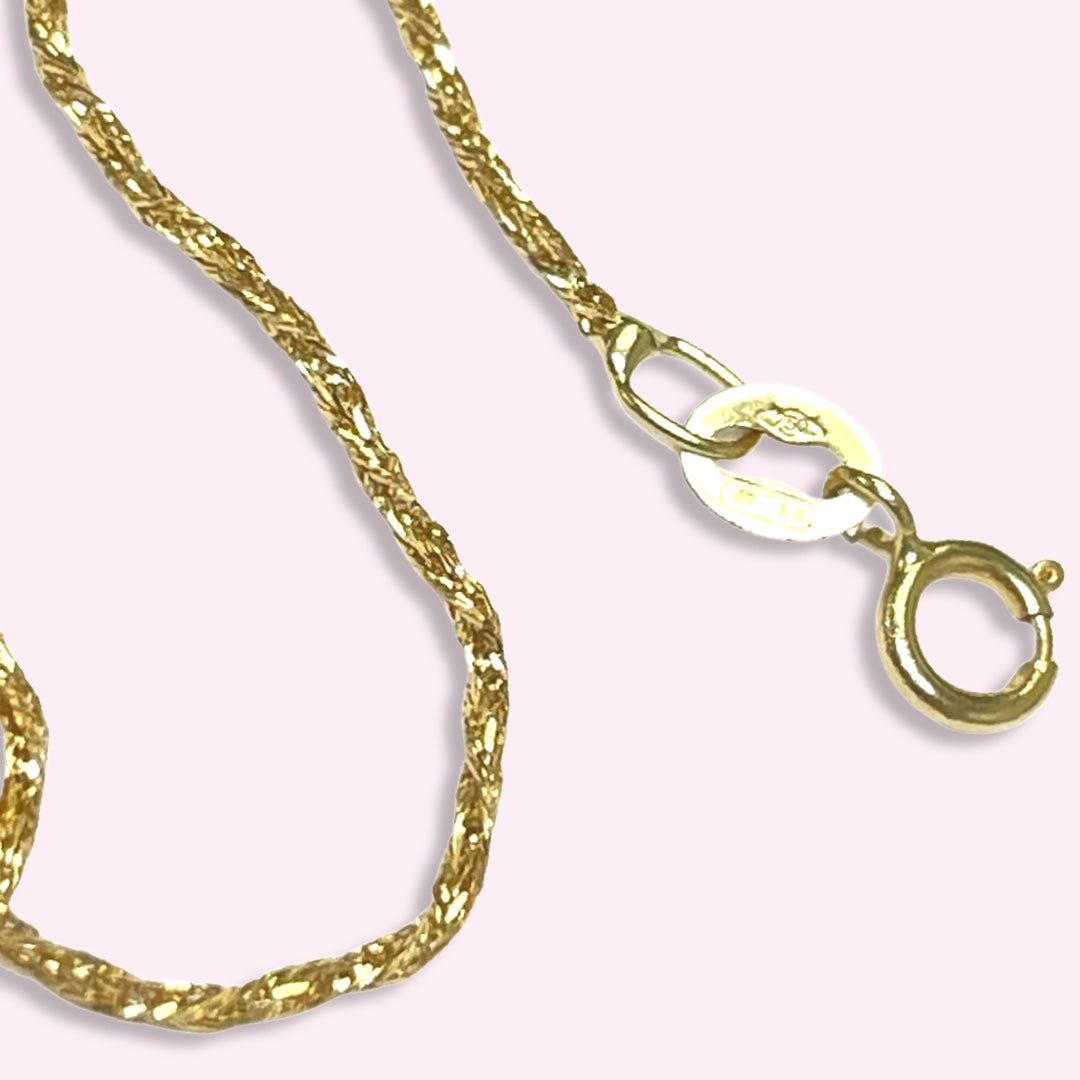 18K Yellow Gold Sparkly Twisted Wheat Specialty Chain 20"