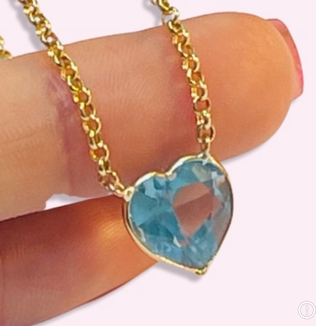 Blue Topaz Heart 14K Yellow Gold Necklace