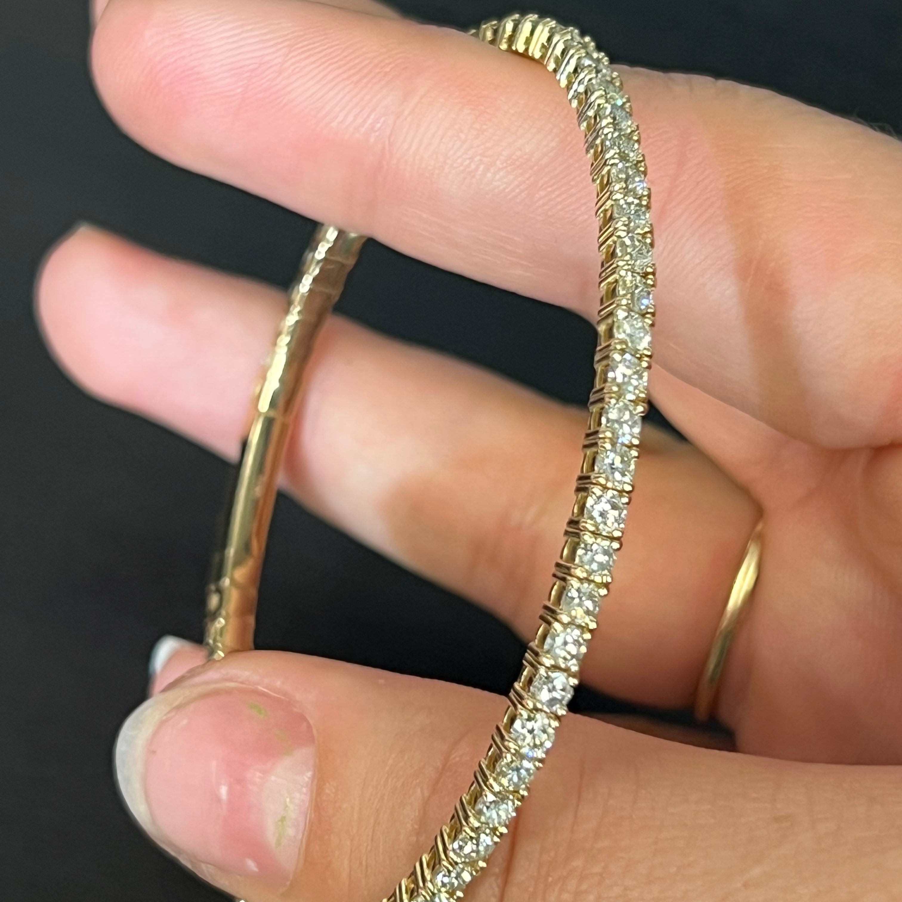 4.5ctw 14K Yellow Gold Natural Diamond Flexible Bangle Bracelet