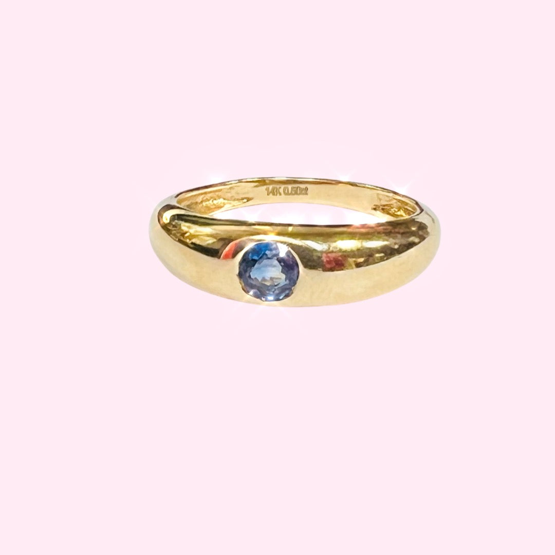 0.50ctw Sapphire and 14K Yellow Gold Dome Ring, Size 8