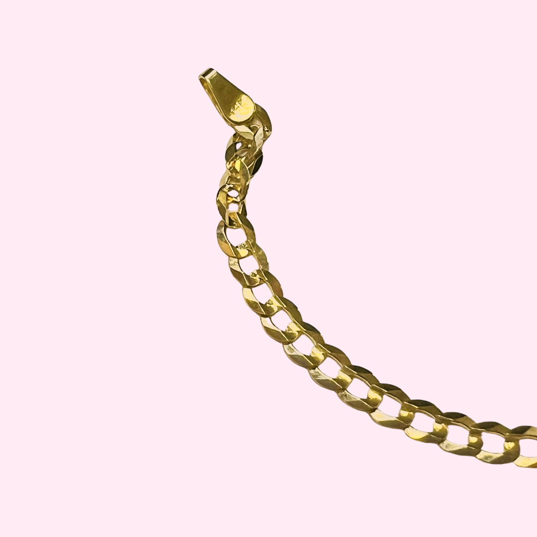 22” 3mmSolid 14K Yellow Gold Cuban Curb Link Necklace