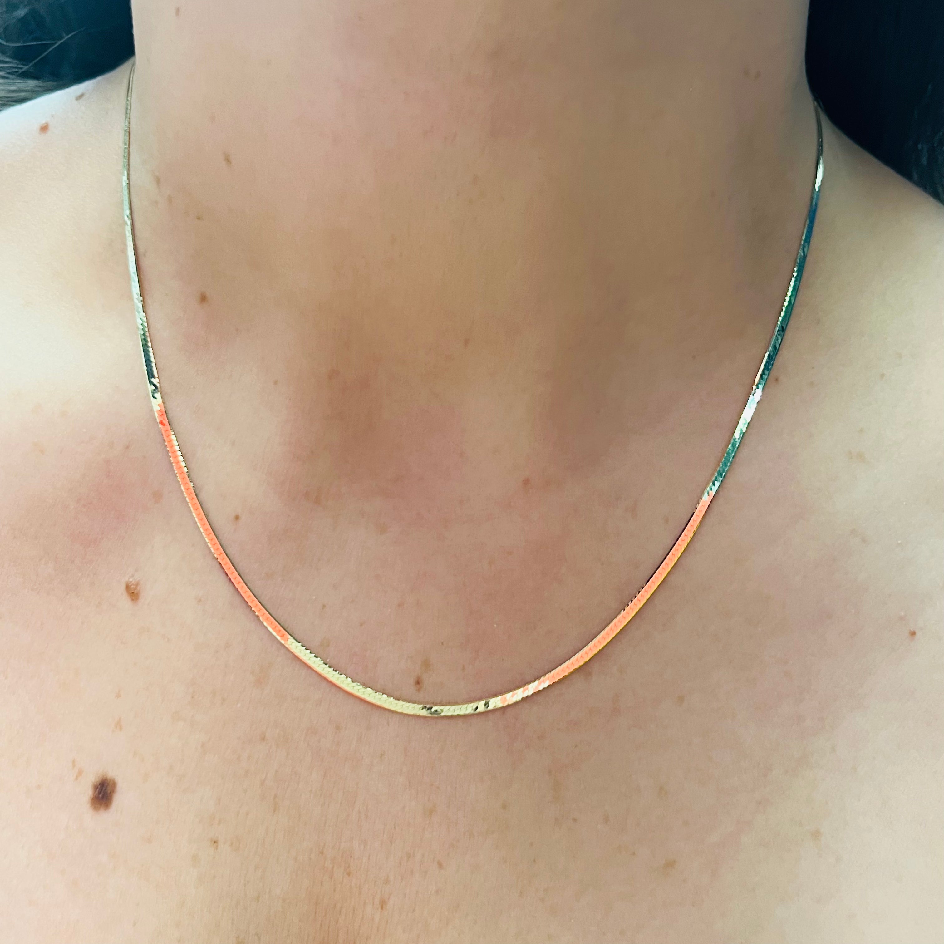18" 2mm 14K Yellow Gold Herringbone Chain Necklace