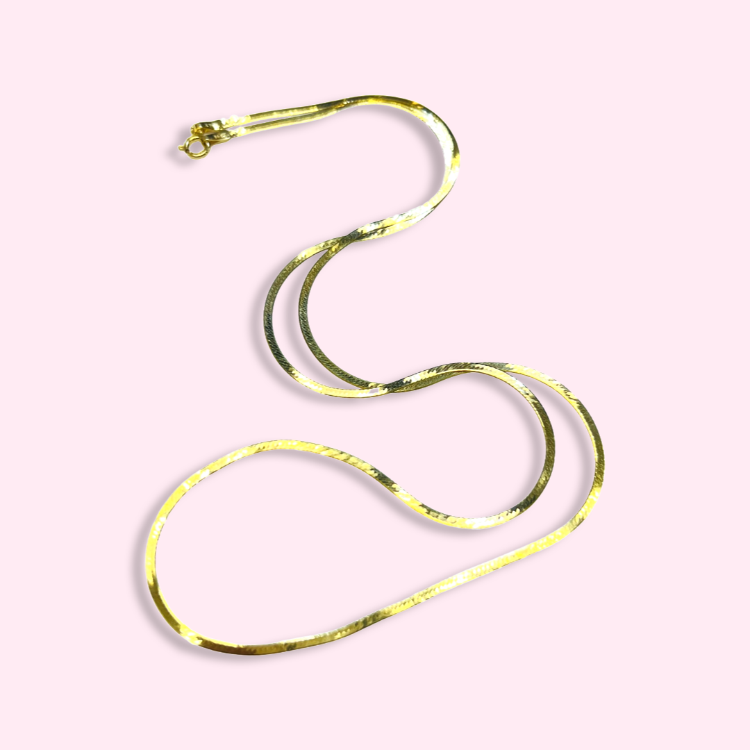 18" 1.3mm 14K Yellow Gold Herringbone Chain Necklace