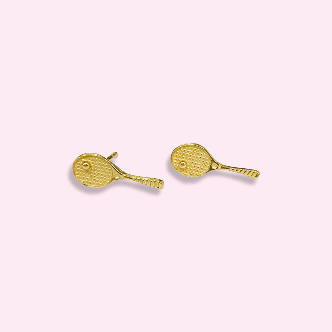 14K Gold Tennis Racquet Earrings