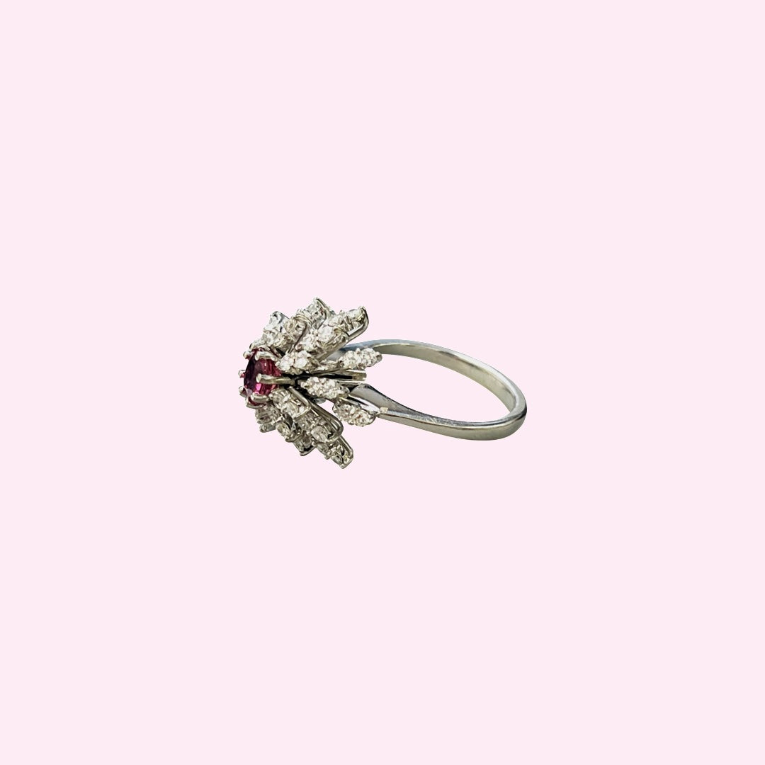 18K Yellow Gold Diamond & Tourmaline Ring Size 7.5