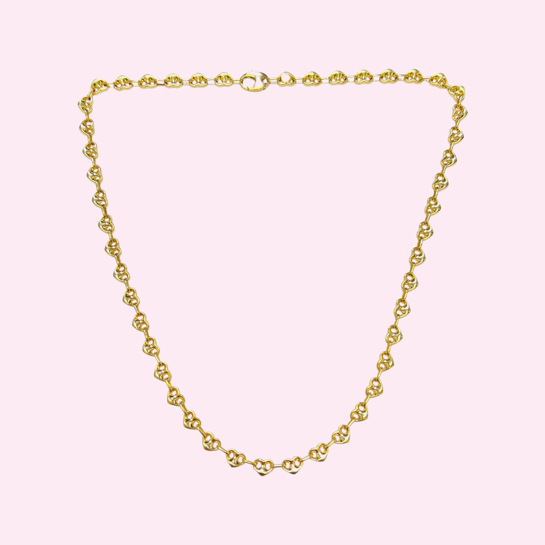 Gorgeous! 20” Gucci Heart Link 10K Yellow Gold Necklace