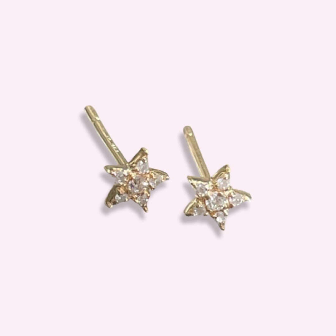 Diamond Star 14K Yellow Gold Stud Earrings