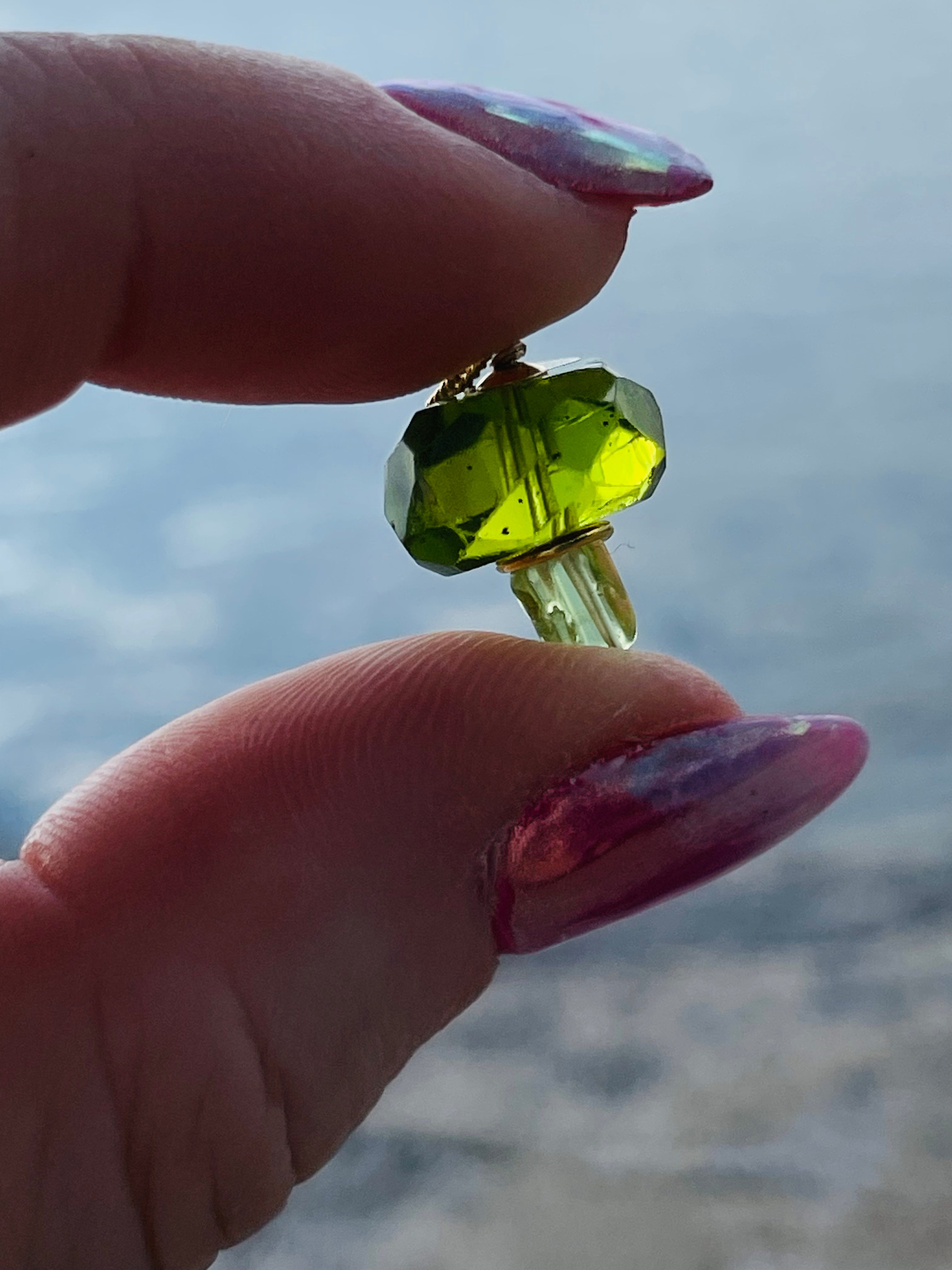 Brilliant Peridot Mushroom 14K Yellow Gold Pendant Charm