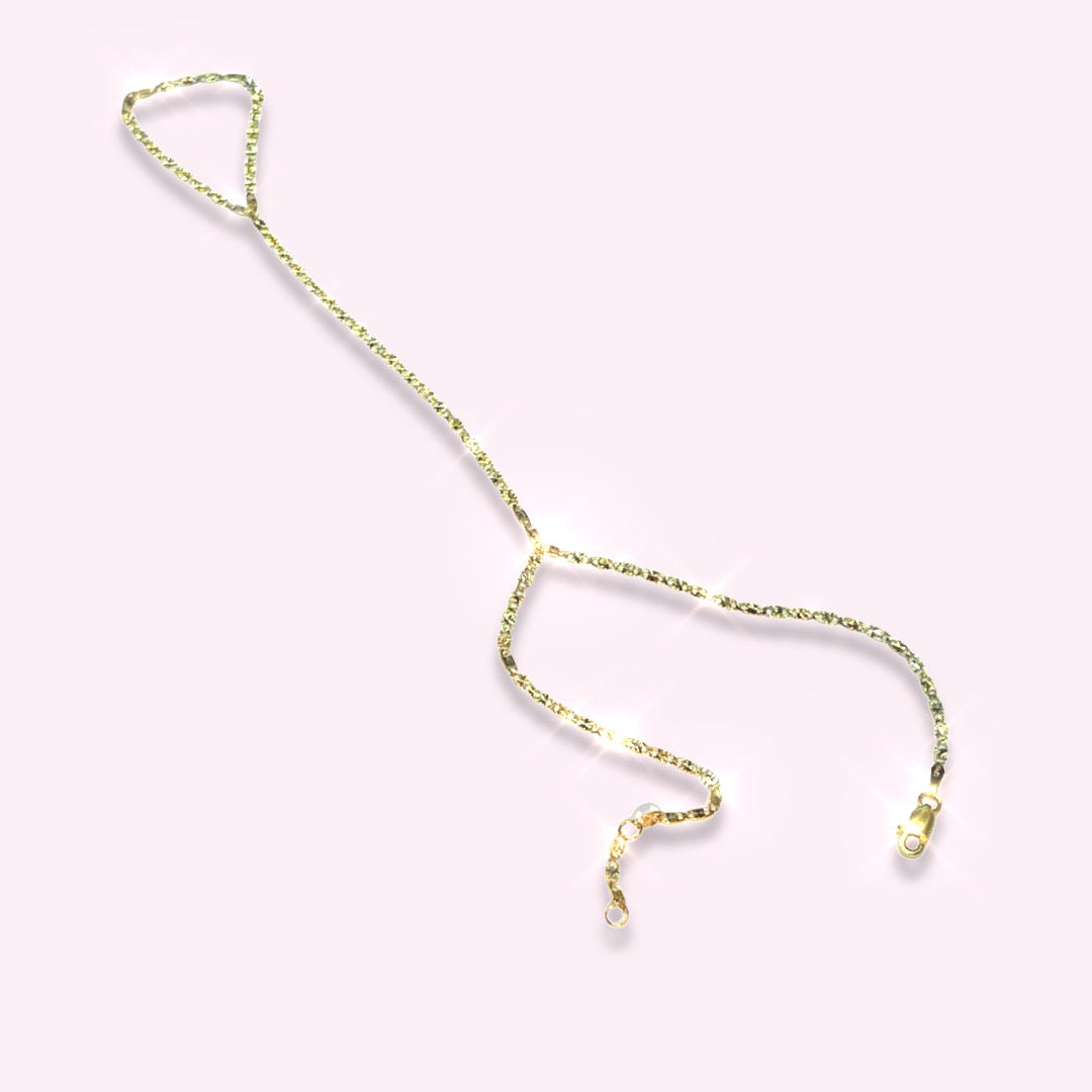 Solid 14K Yellow Gold Valentino Flat Chain HandChain Bracelet