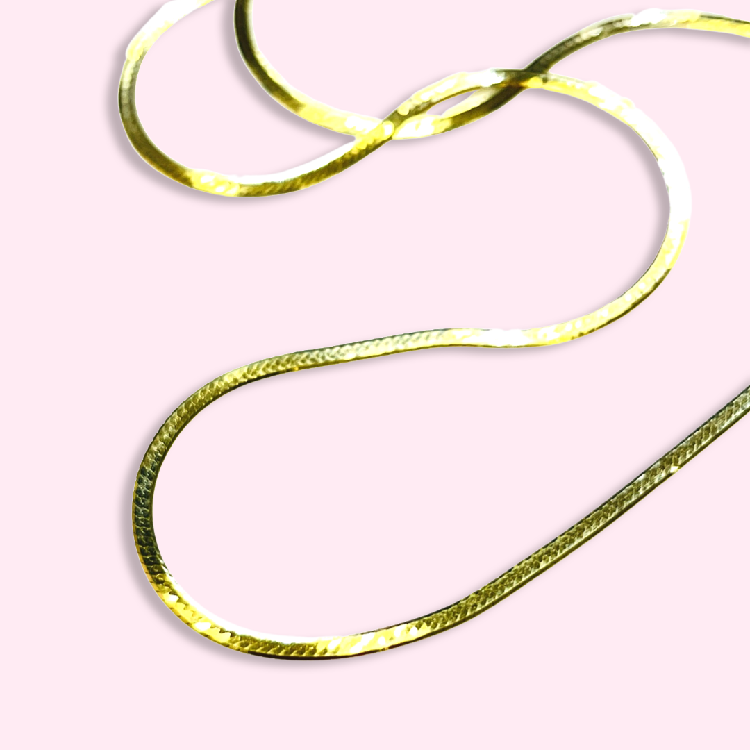 16" 2mm 14K Yellow Gold Herringbone Chain Necklace