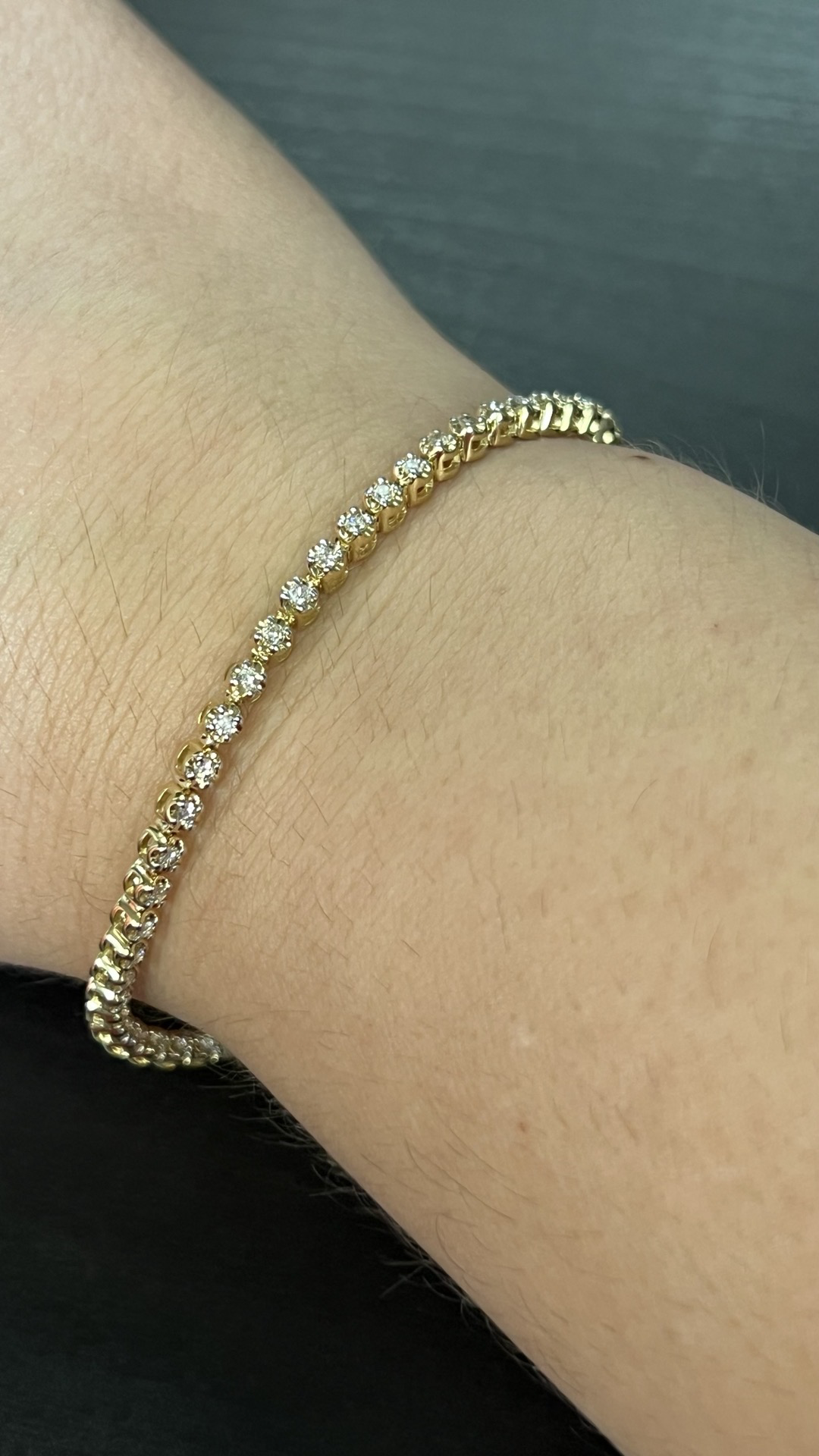 1CT Diamond Tennis Bracelet 10K Yellow Gold 7”