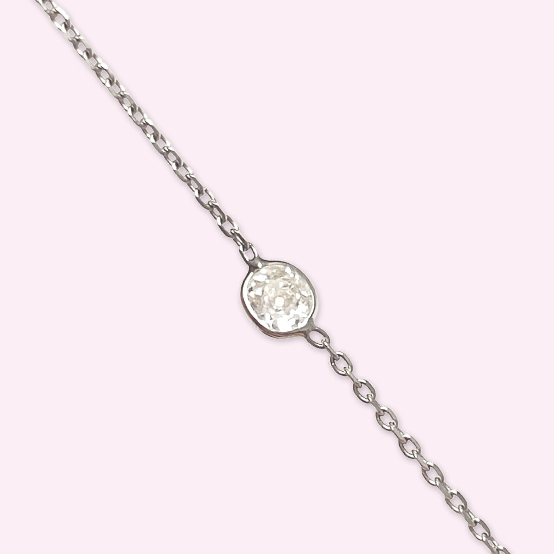 .35CT Old Mine Cut Diamond 14K White Gold Diamond Solitaire Hand Chain Bracelet