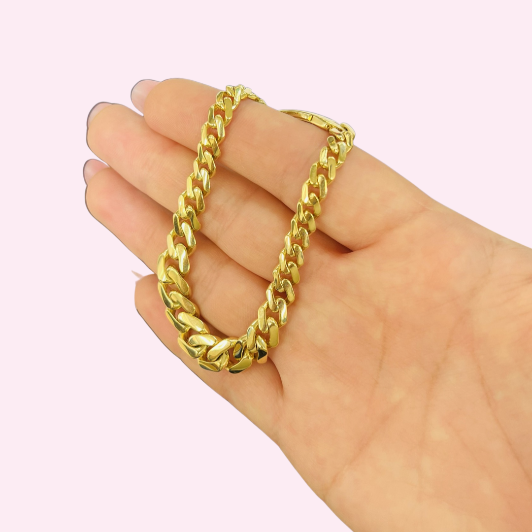 10K Solid Yellow Gold Monaco Bracelet 7”
