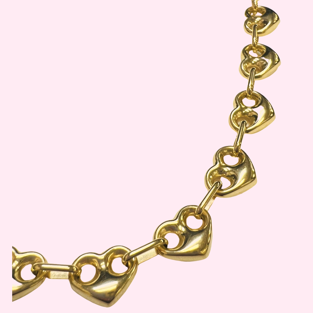Gorgeous! 18” Gucci Heart Link 10K Yellow Gold Necklace 18”