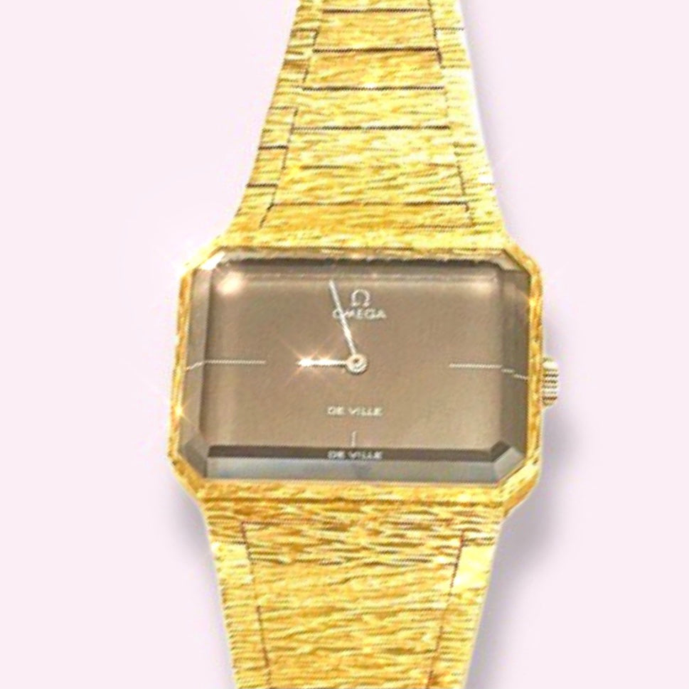 Omega De Ville Solid 18K Yellow Gold 1970s Vintage Unisex Wrist Watch