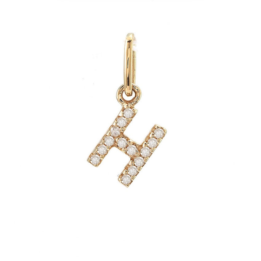 14K Yellow Gold Diamond Initial  Pendant Charms