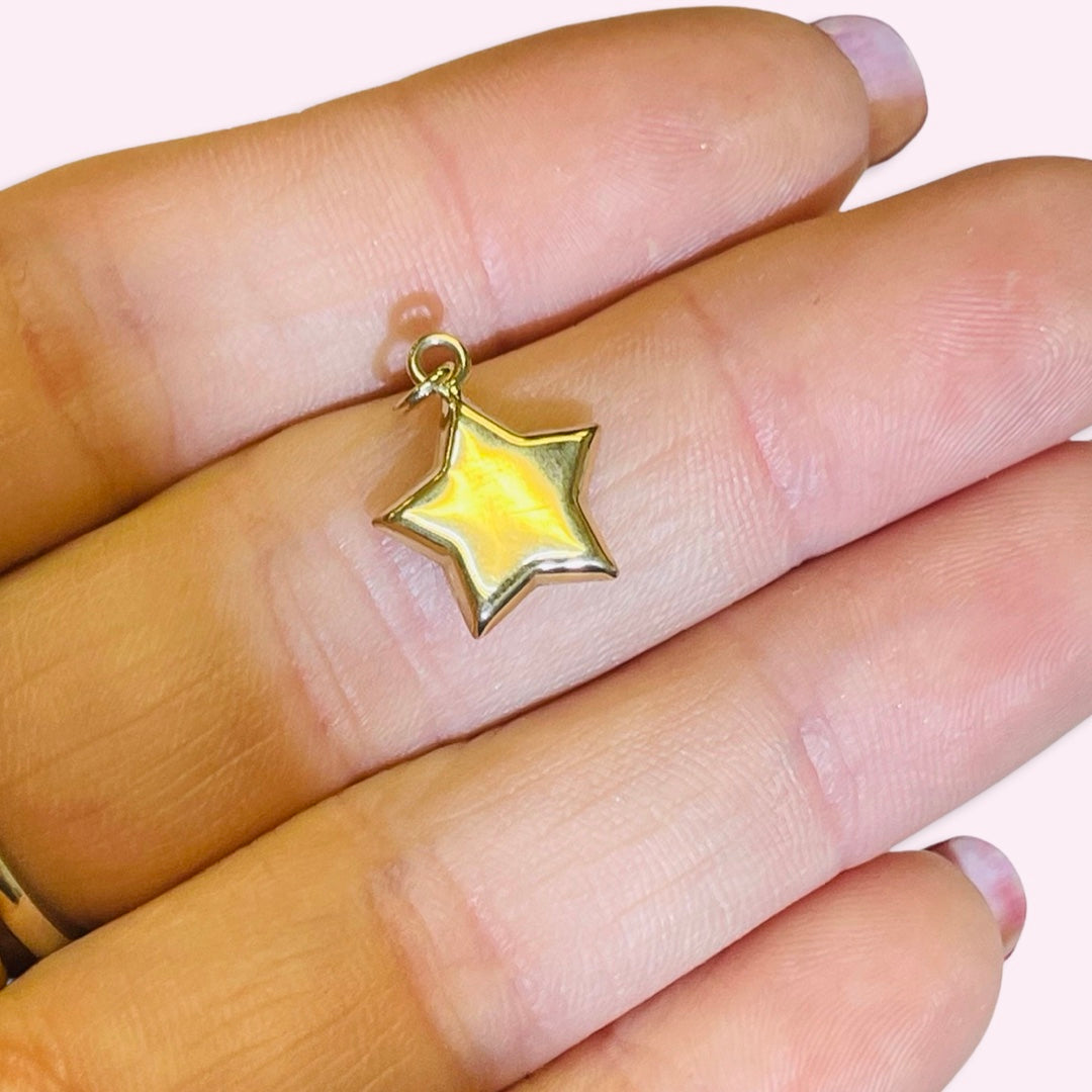 14K Yellow Gold Puffy Star Charm