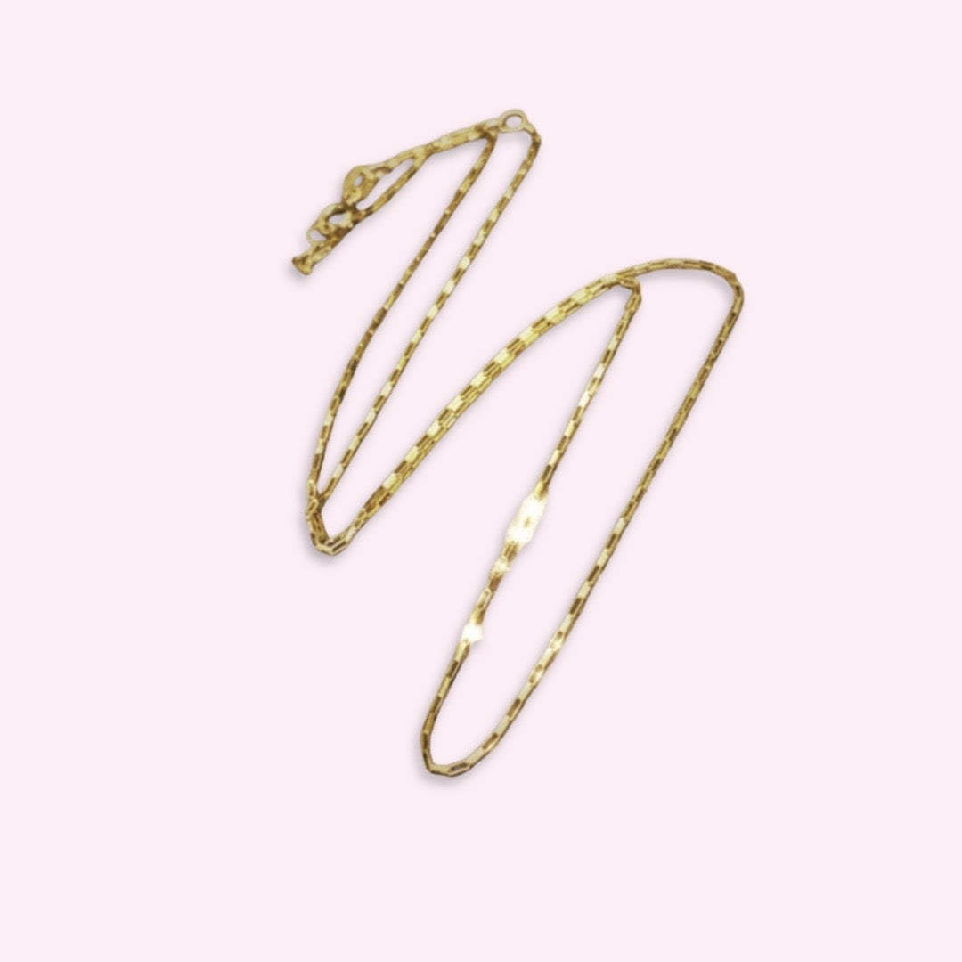 Solid 14K Yellow Gold Staple Paperclip Chain 20"