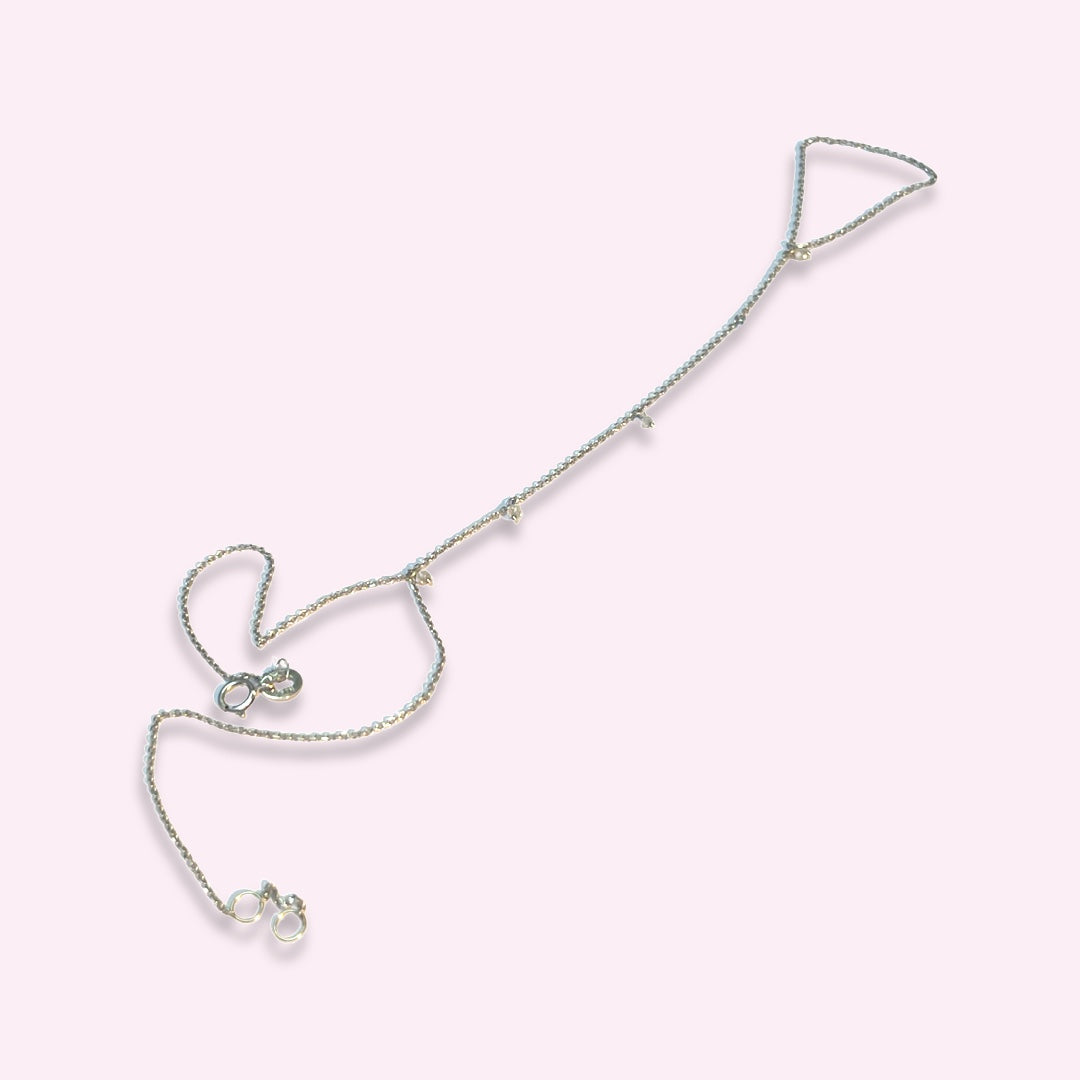 Dangling Briolette Diamond 14K White Gold Handchain