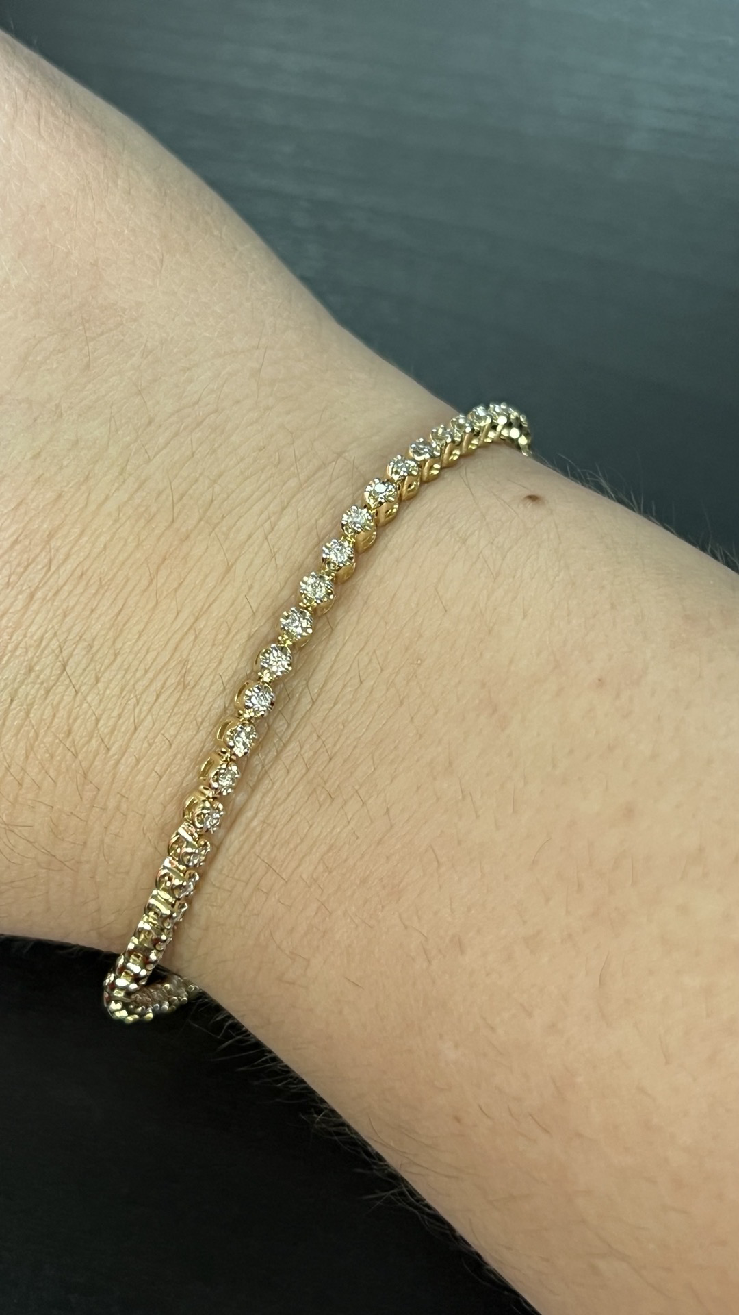 1CT Diamond Tennis Bracelet 10K Yellow Gold 7”