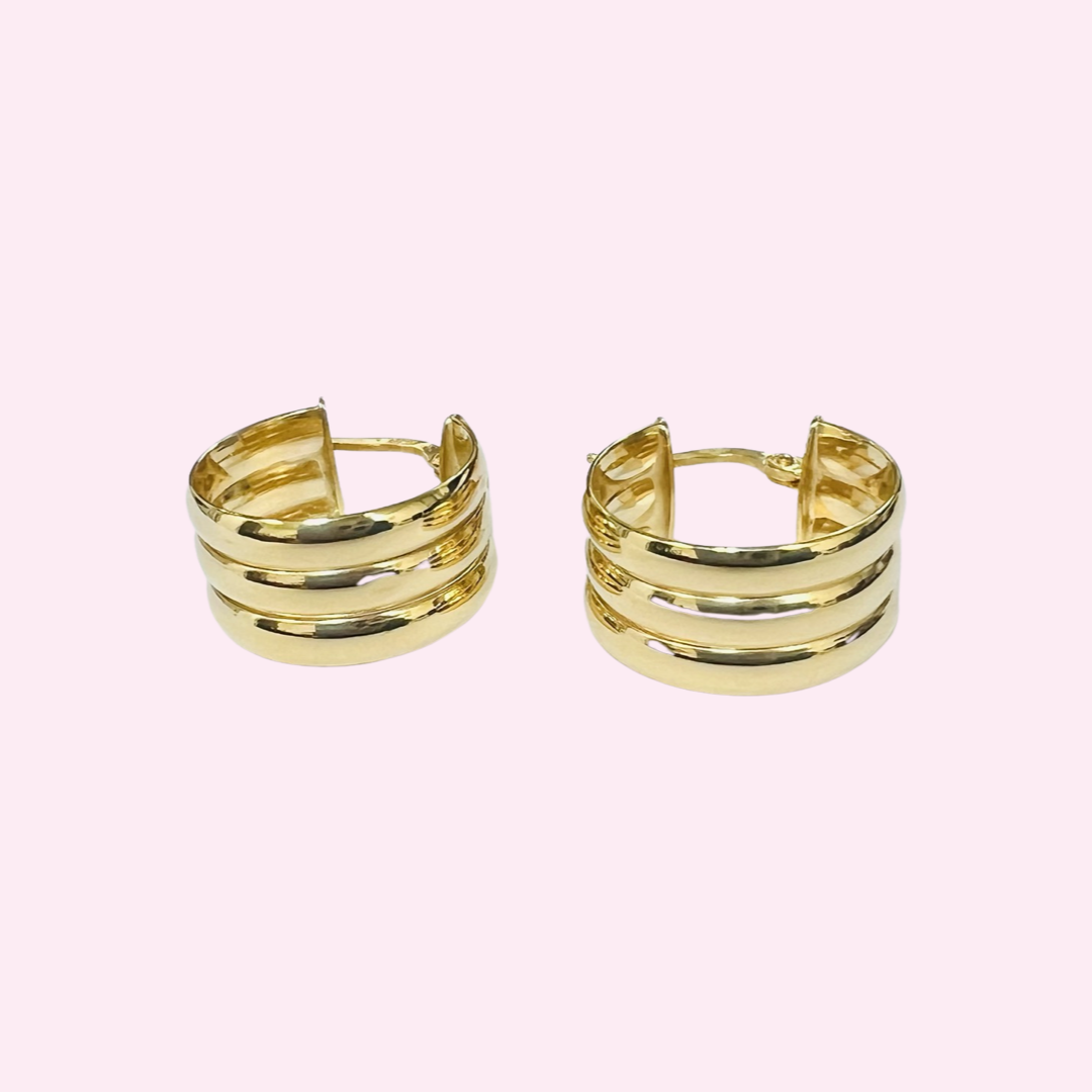 14K Yellow Gold Hoop Tubing Earrings