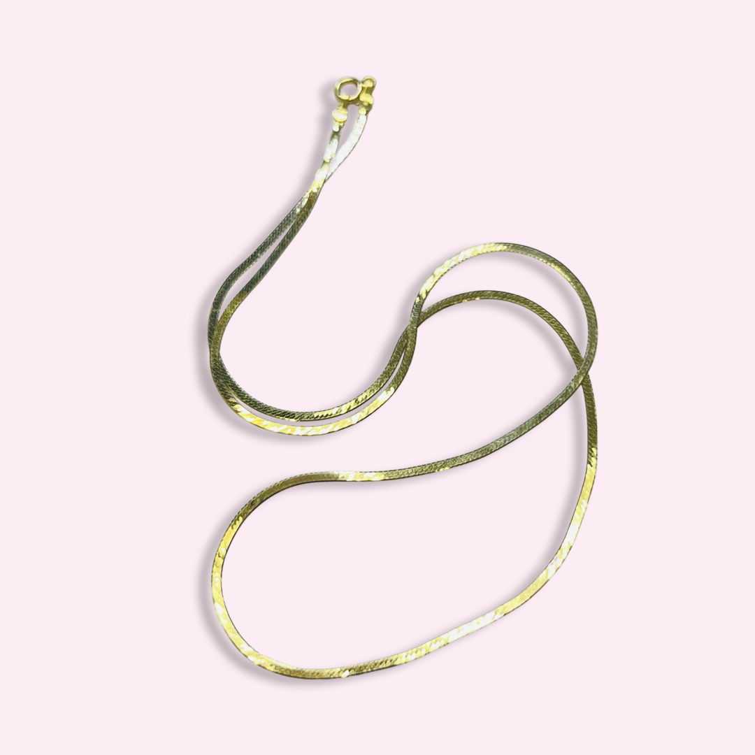16" 1.3mm 14K Yellow Gold Herringbone Chain Necklace