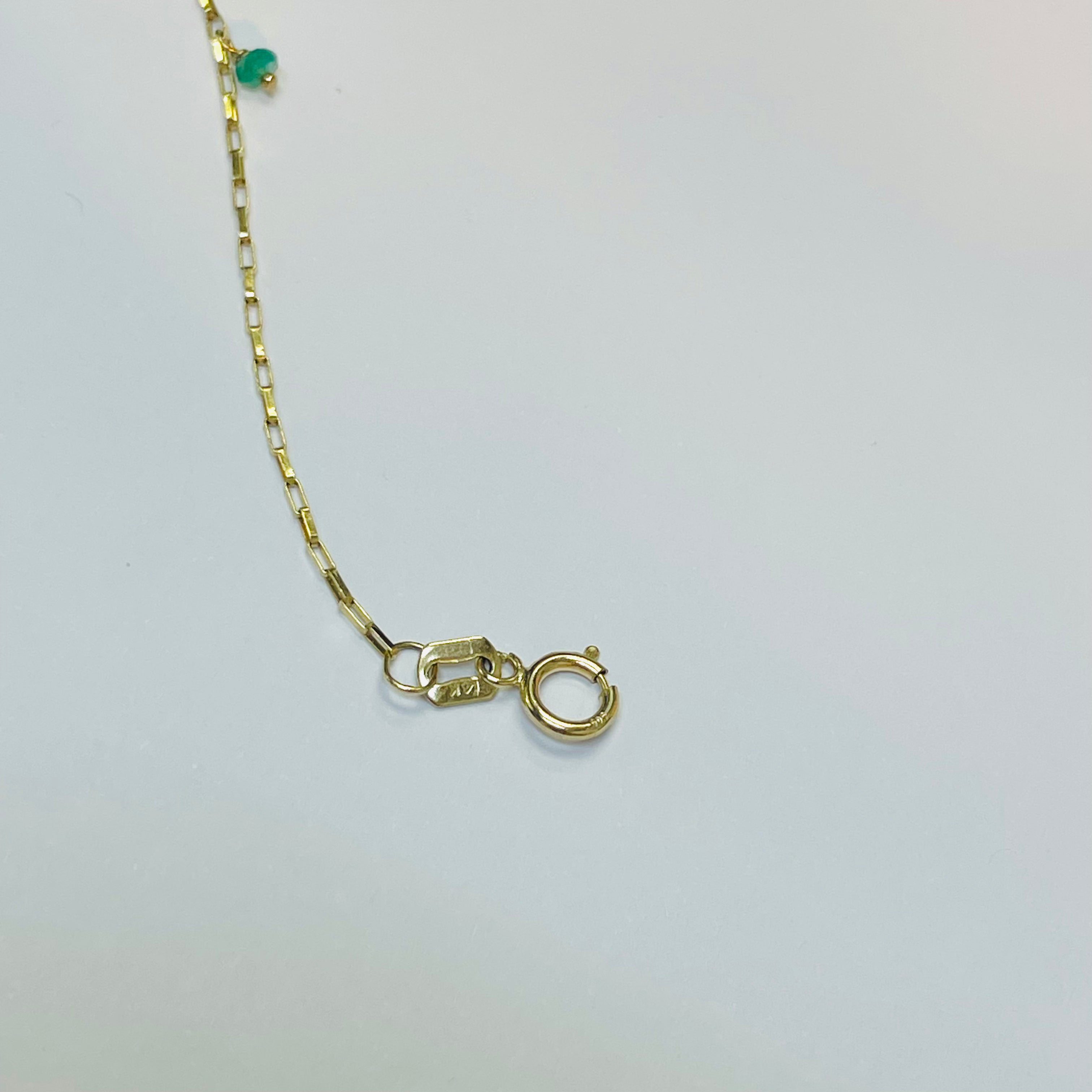 “The Monique” Colombian Emerald Dangle Handchain 14k Yellow Gold