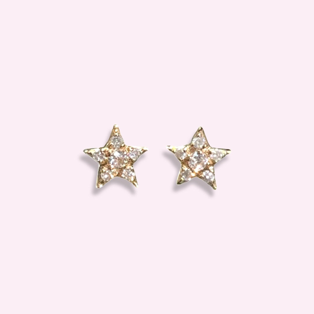 Diamond Star 14K Yellow Gold Stud Earrings