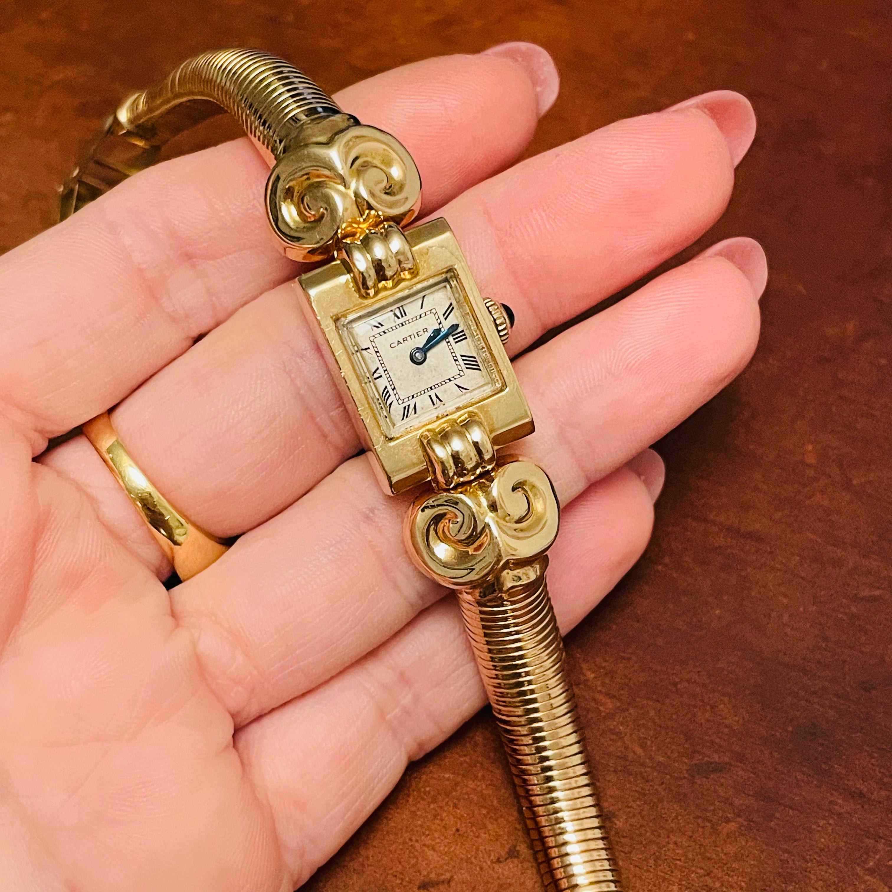 Vintage Cartier 18K Yellow Gold Ladies Wrist Watch